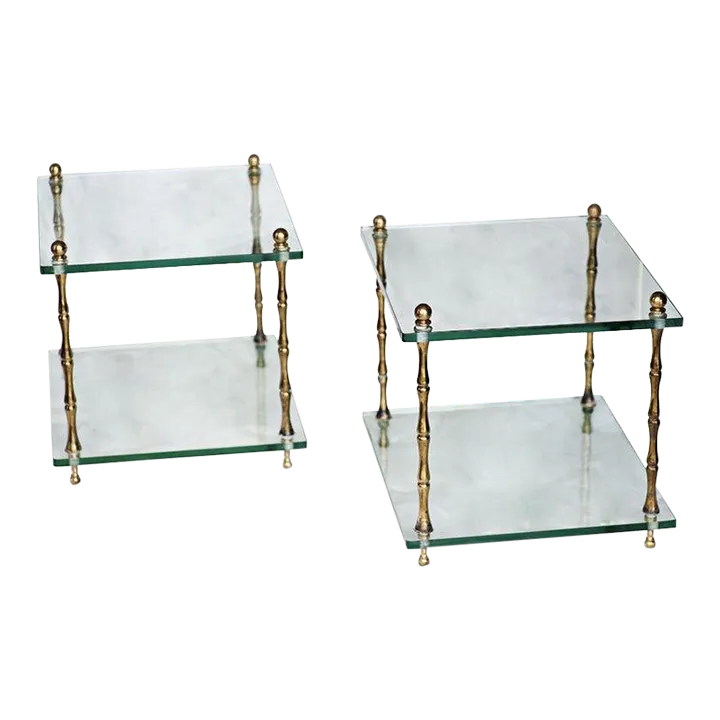 Pair of Baker Glass and Brass Faux Bamboo Occasional Tables Chairish
