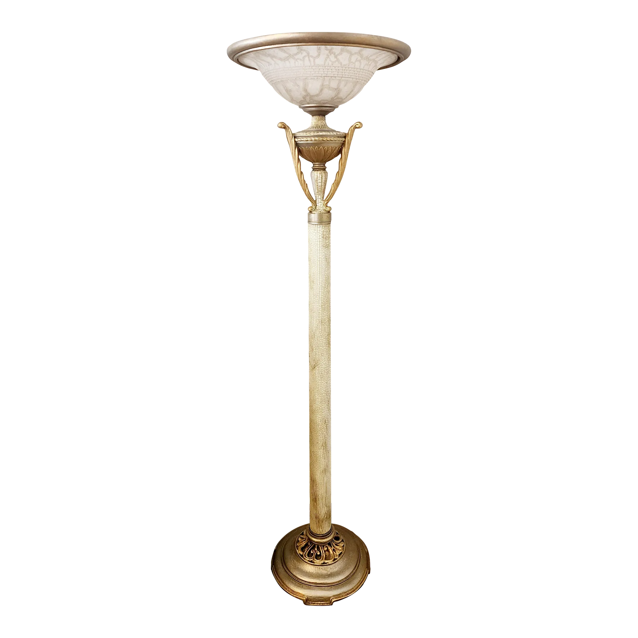 1990s Large Torchiere Lighting Laurel Leaf Trophy Column Floor Lamp ...