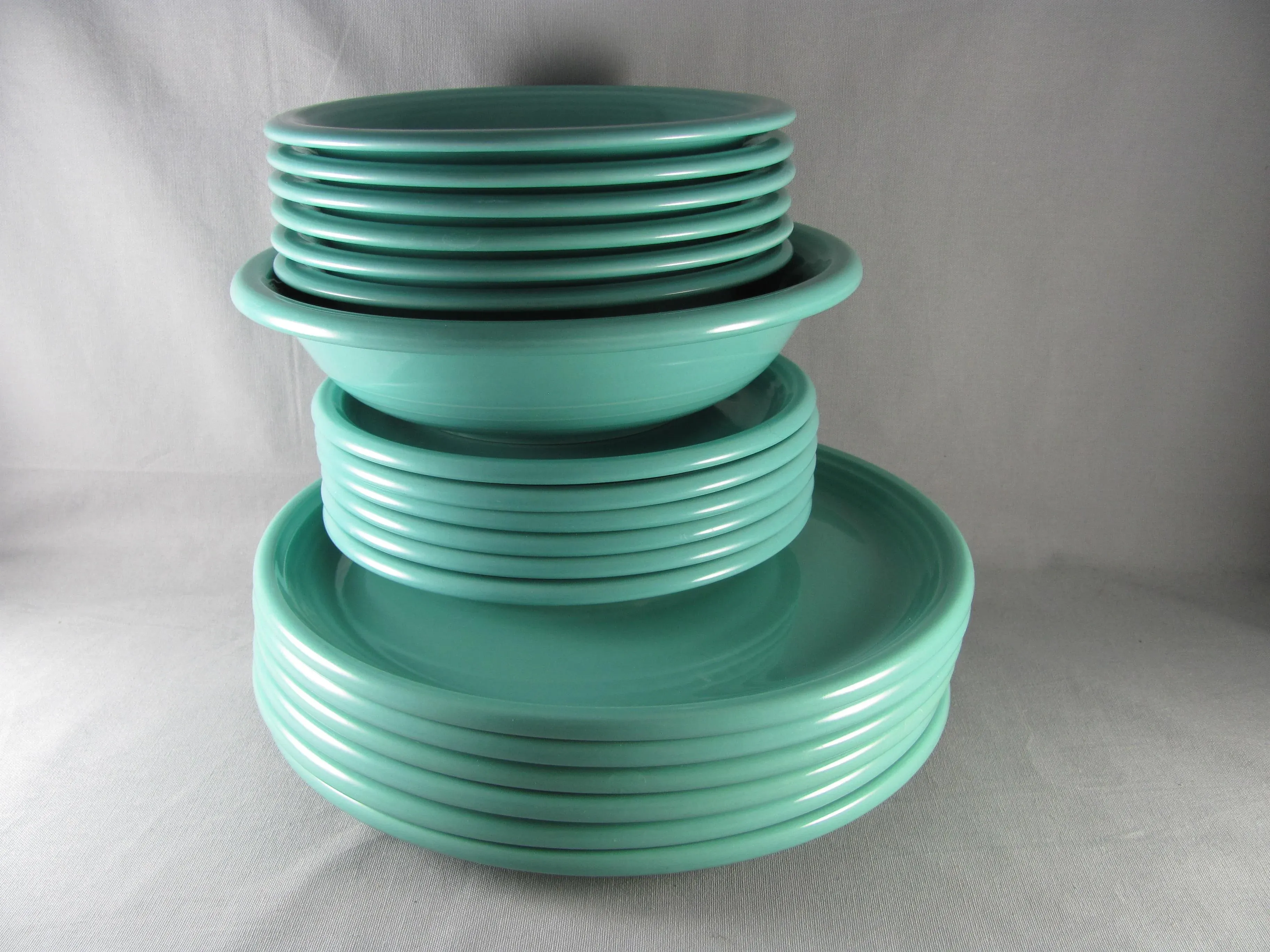 Larry Laslo for Mikasa Vintage Turquoise Seafoam Green Service for 6  Dinnerware Set - 19 Piece | Chairish, image size:3648x2736