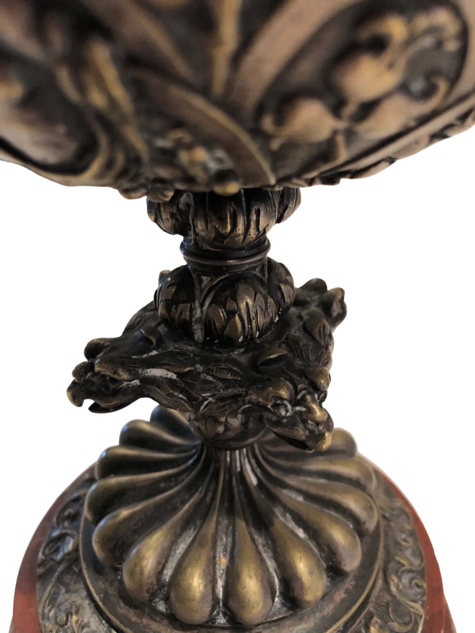 Late 19th Century Silver-Tone Metal Ornate Urn With Marble Base