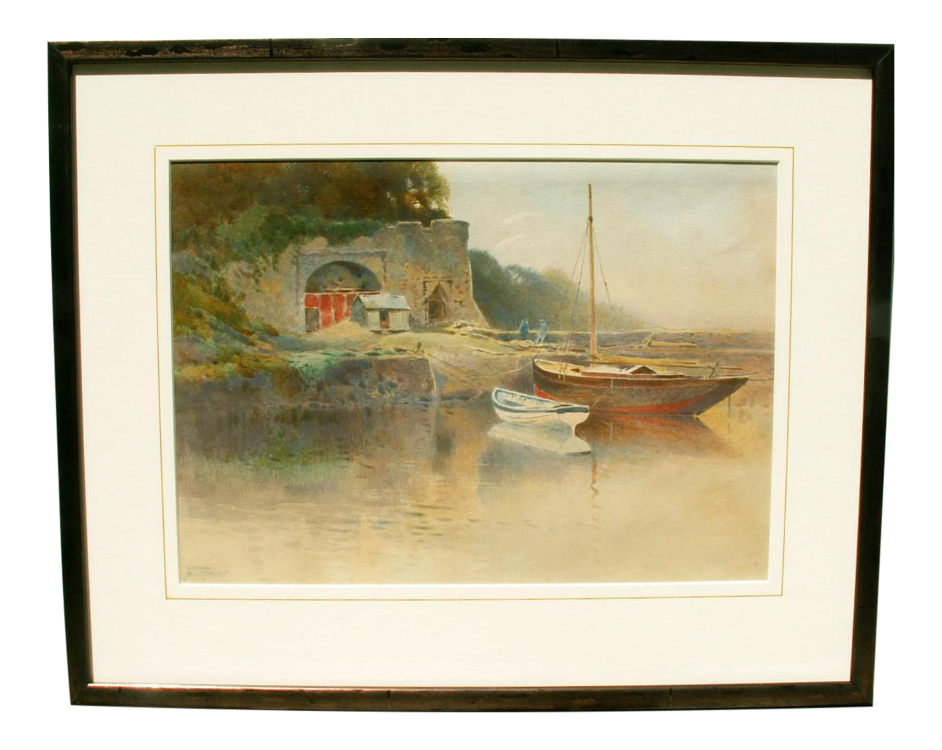 Circa 1900 "Moored Boats" Painting Chairish