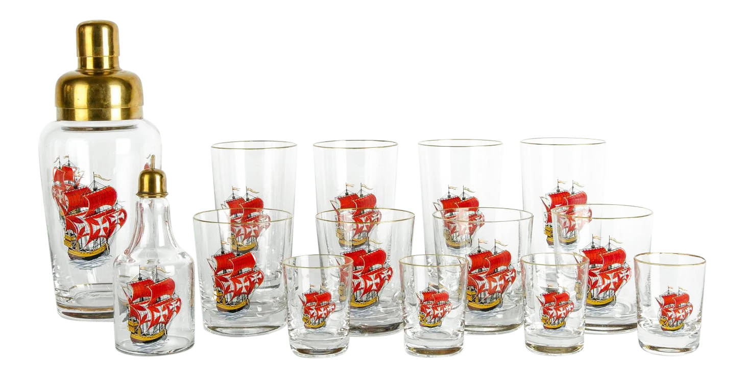 Vintage Barware Cocktail Shaker Set 14 Pieces Chairish