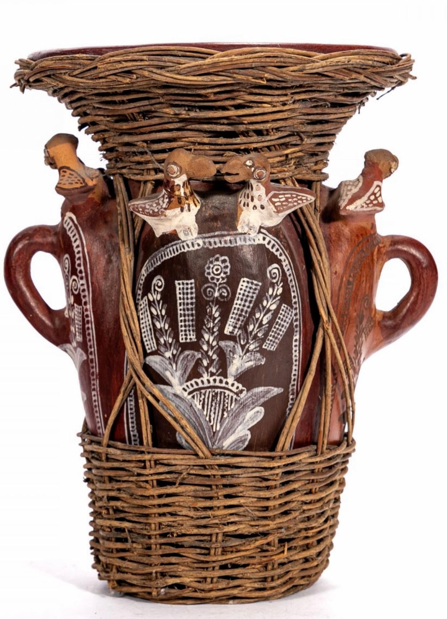 工芸品 Peruvian Quenua harvest pottery Whimsy Peruvian Folk Art Pottery Sculpted Terracotta Wicker