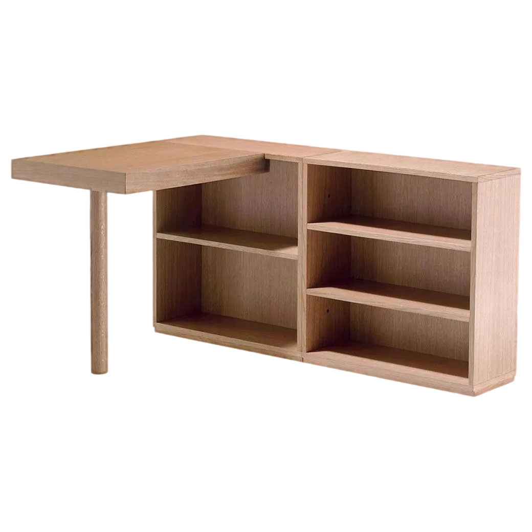 LC16 Writing Desk and Shelf in Wood by Le Corbusier for