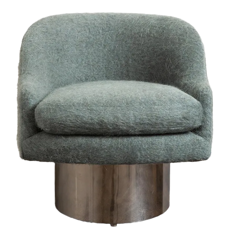 1970s Swivel Tub Lounge Chair With Chrome Barrel Base Chairish