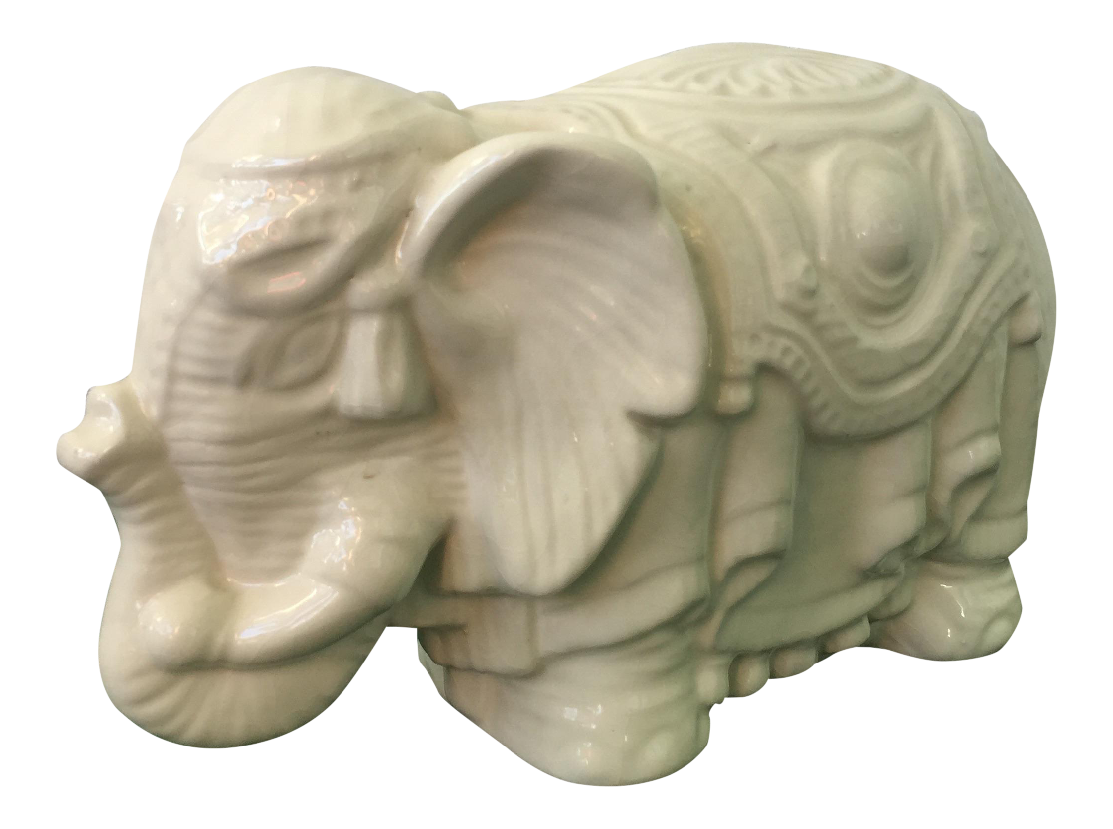 White Porcelain Elephant Figurine Chairish