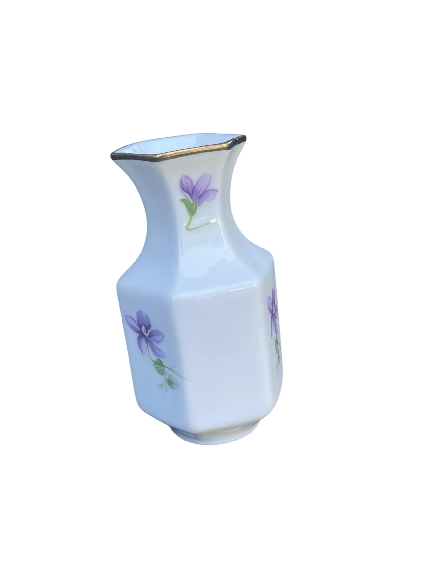 AYNSLEY English violet  陶器 Vintage “Wild Violets” by Aynsley Fine English Bone China Bud Vase