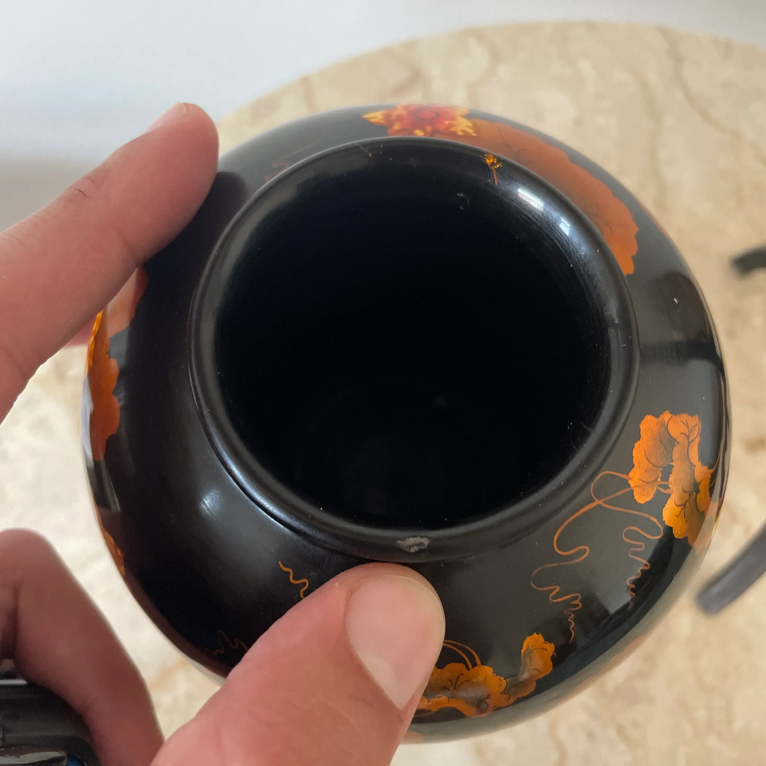 Vintage Dotasco Japanese Lacquer Vase | Chairish