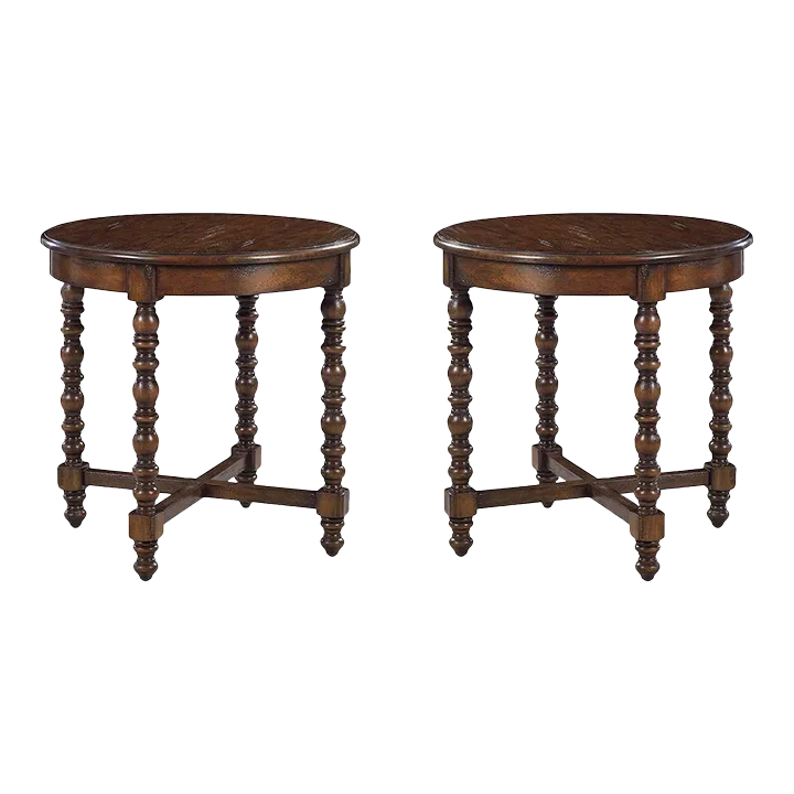 Pair of Jacobean Round Side Tables Chairish