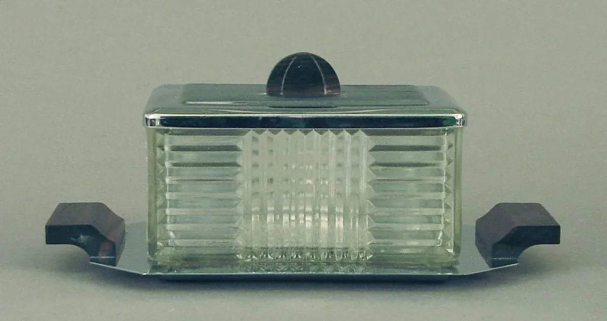1920s High Style French Art Deco/Moderne Glass Box and Tray