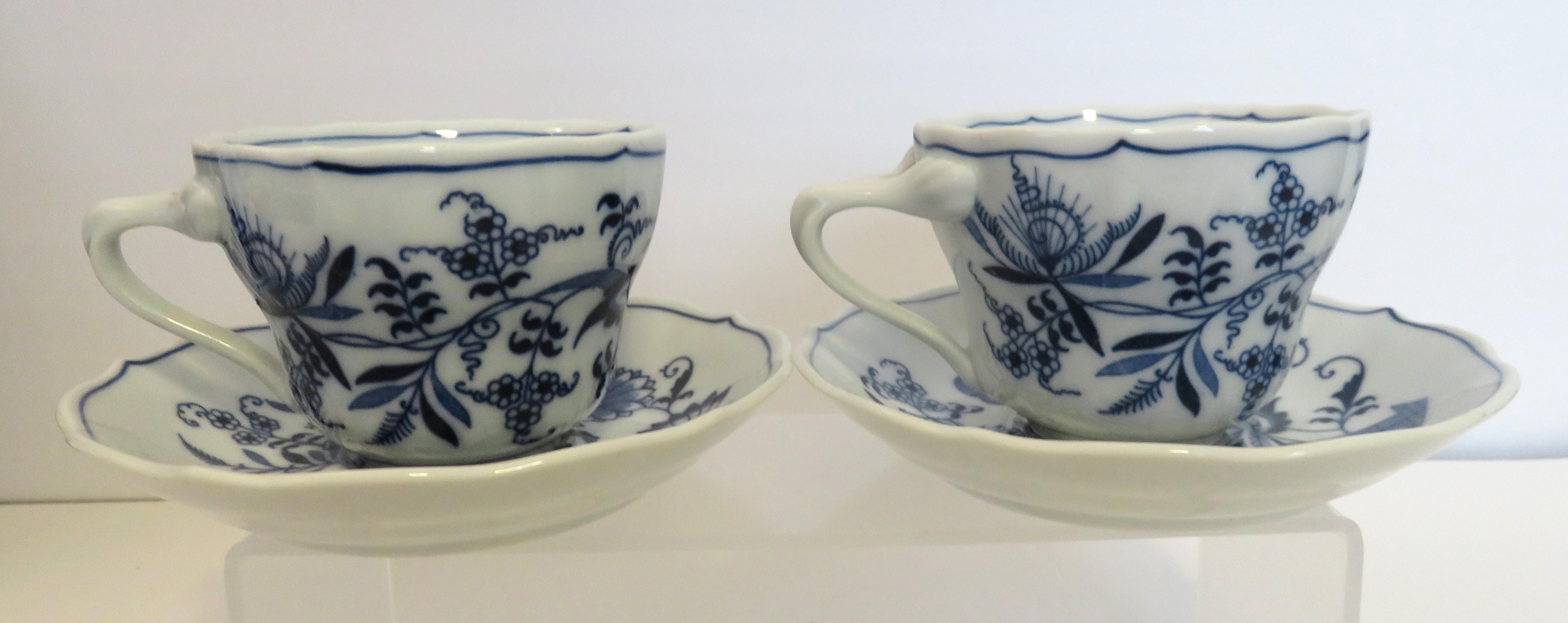 Vintage 1970s Blue Danube Japan Tea Set Including 4 Cups, 4 Saucers With  Square Mark