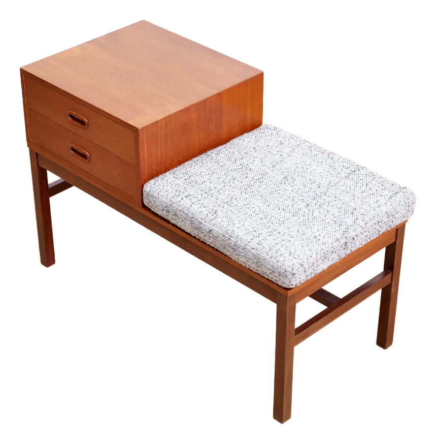 1960s Vintage Danish Modern Teak Entryway Gossip Bench Chairish