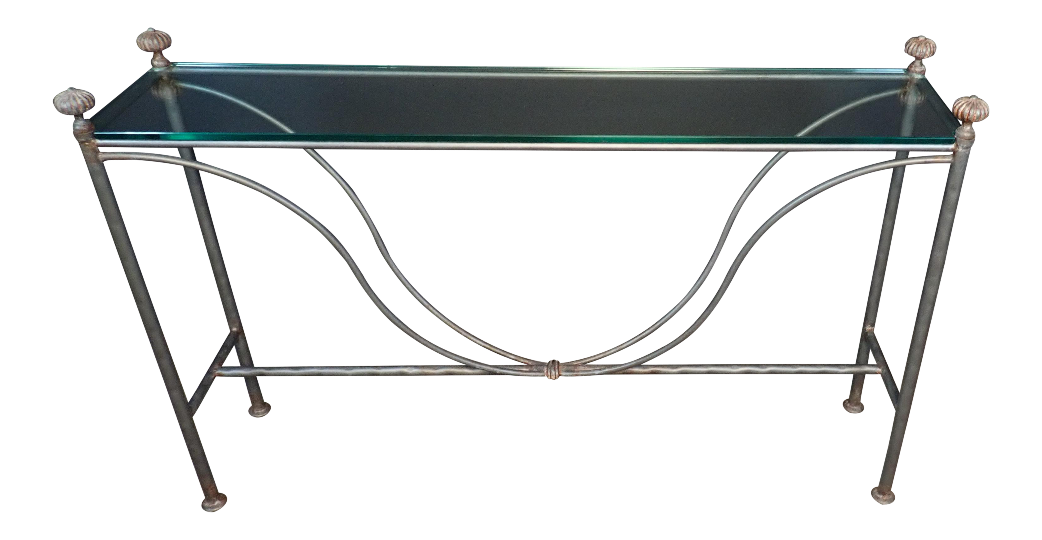 Mid Century Modern Glass Top Iron Console Table Chairish