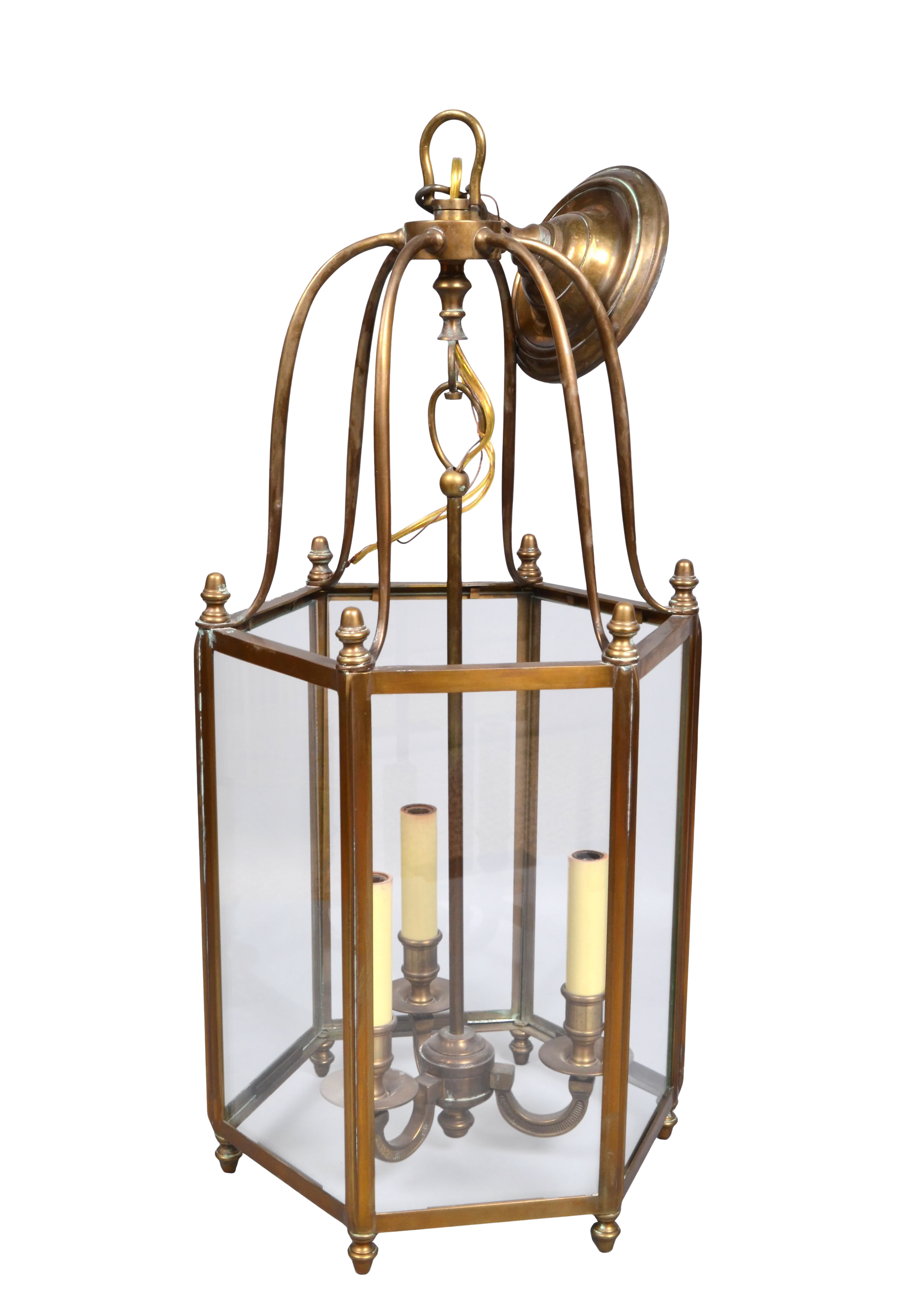 Rustic Brass And Glass Lantern Three Light Hall Lantern Chairish