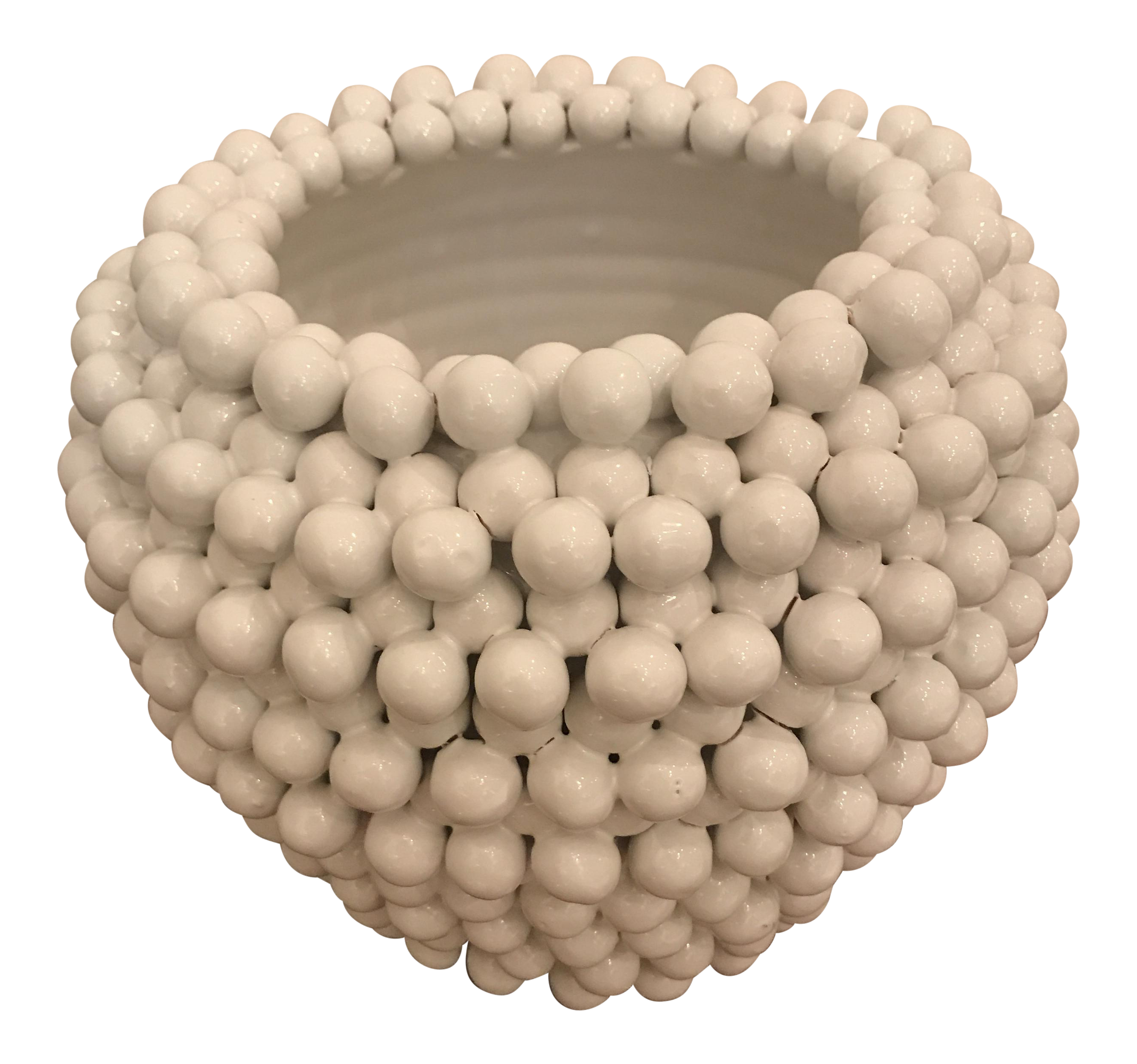 White Beaded Ceramic Vase Chairish