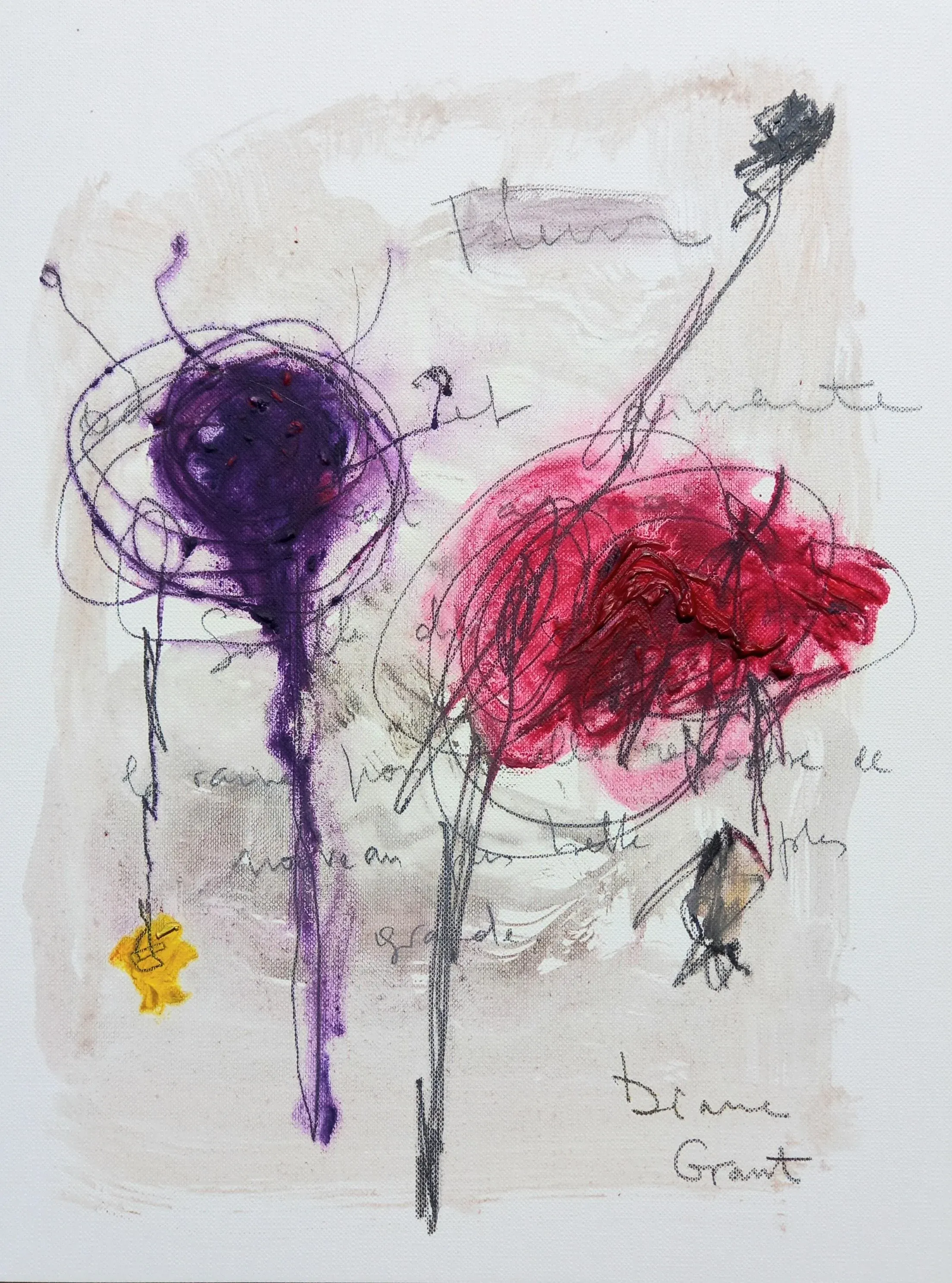 Cy Twombly Inspired High-End Framed Organic Modern Original Painting by Diane Grant
