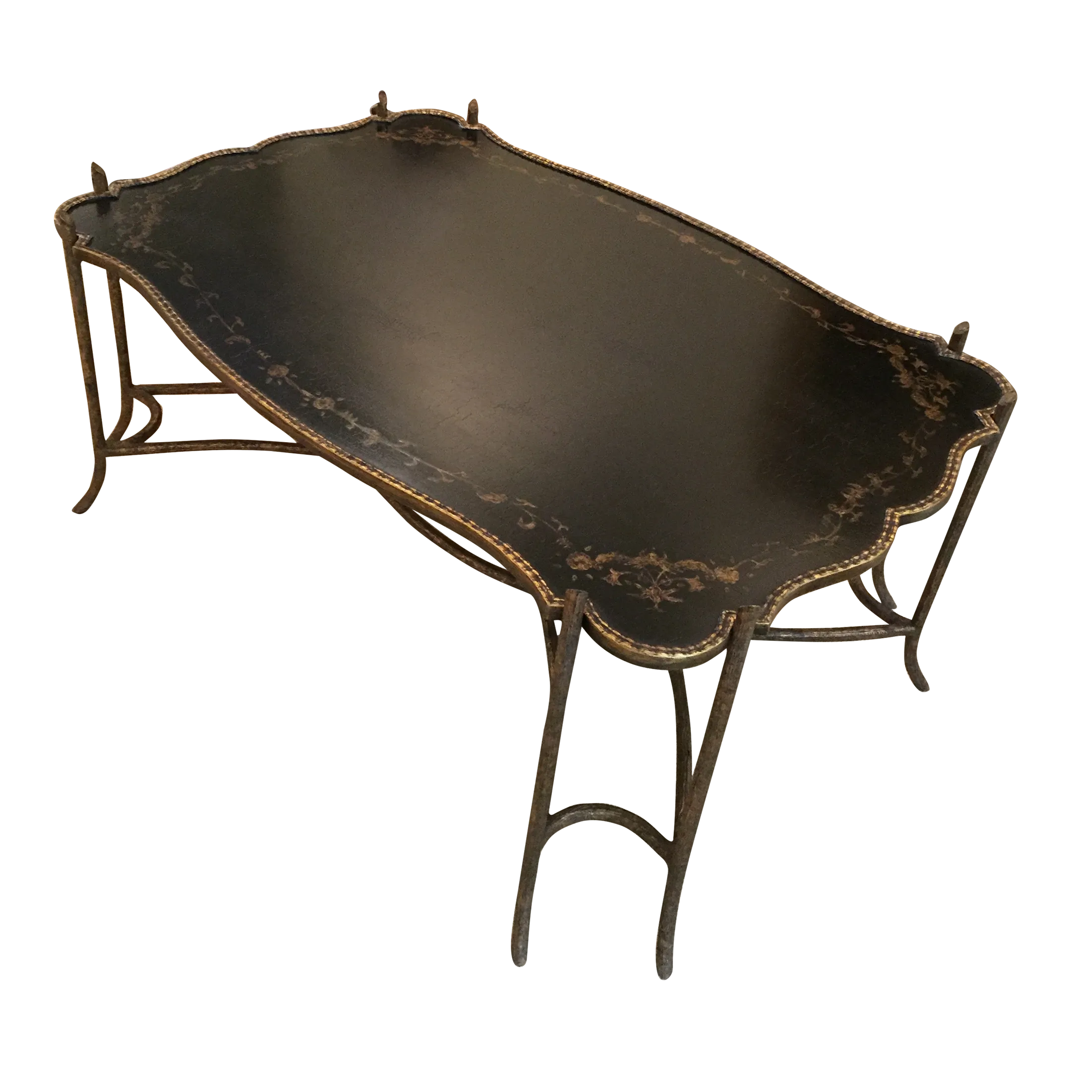 1980s Dennis & Leen Black Lacquer Gilt Chinoiserie Cocktail or