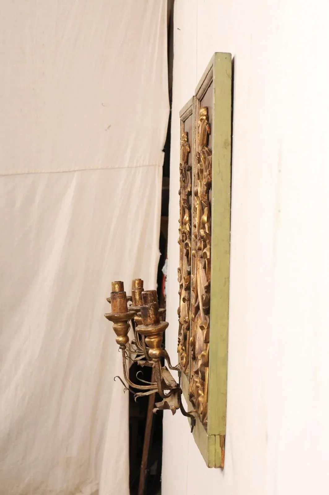 19th Century Fragment Mounted 3-Light Sconces - a Pair