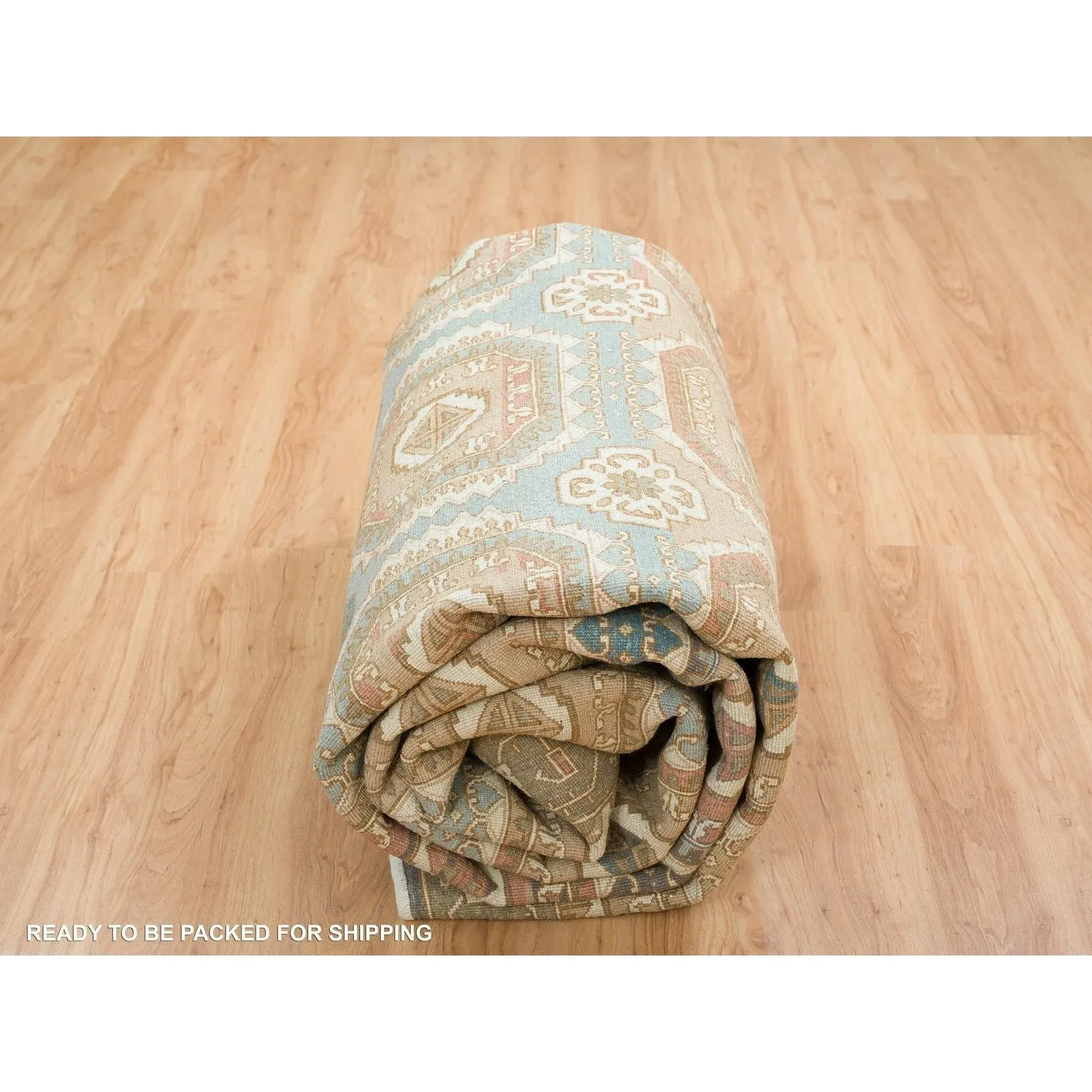 2010s Turquoise/Brown , Hand Spun Ghazni Wool, Natural Dyes, Caucasian Gul Motifs With a Distinct Abrash
