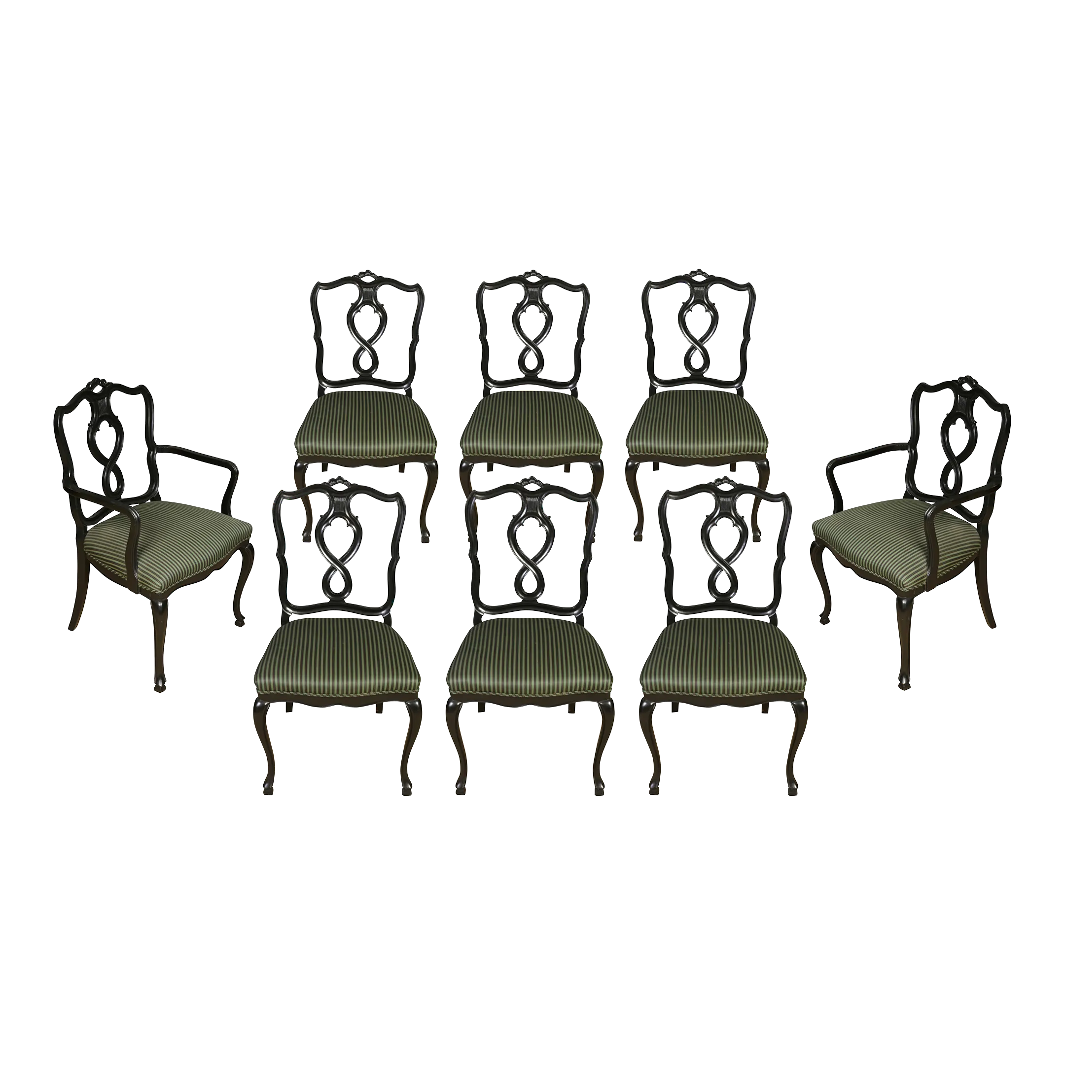 Set of Eight Black Dining Chairs With Cabriole Legs Chairish
