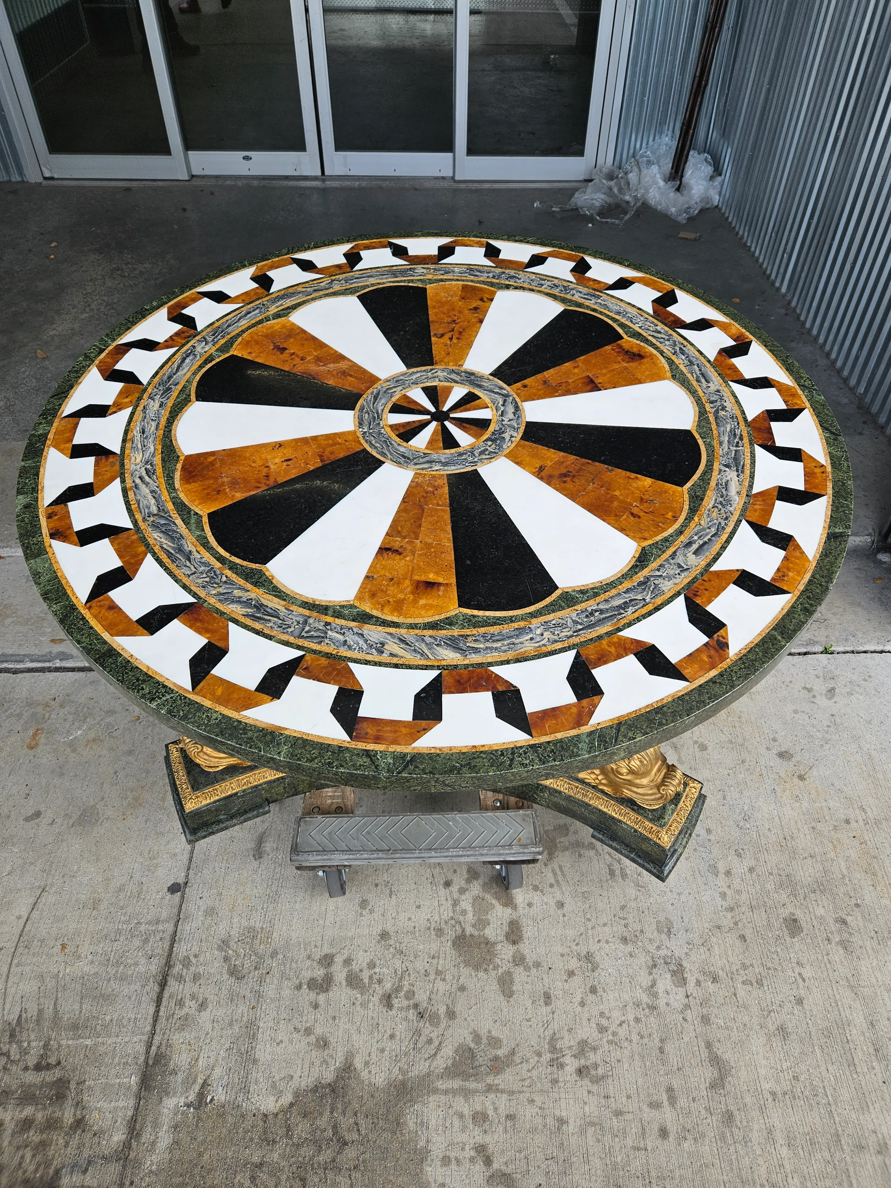 1990s Neoclassical Tessellated Marble Dolphin Table | Chairish, image size:3000x4000