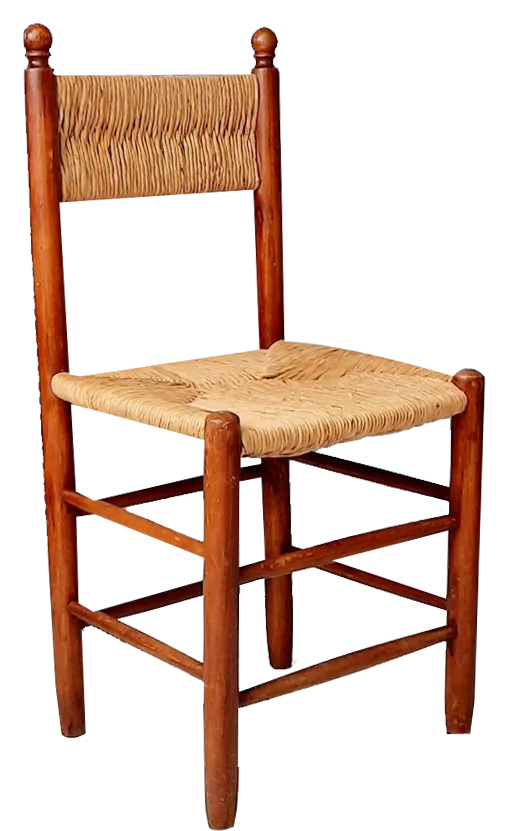 Wooden Chair with Rush Seat and Backrest, 1960s | Chairish