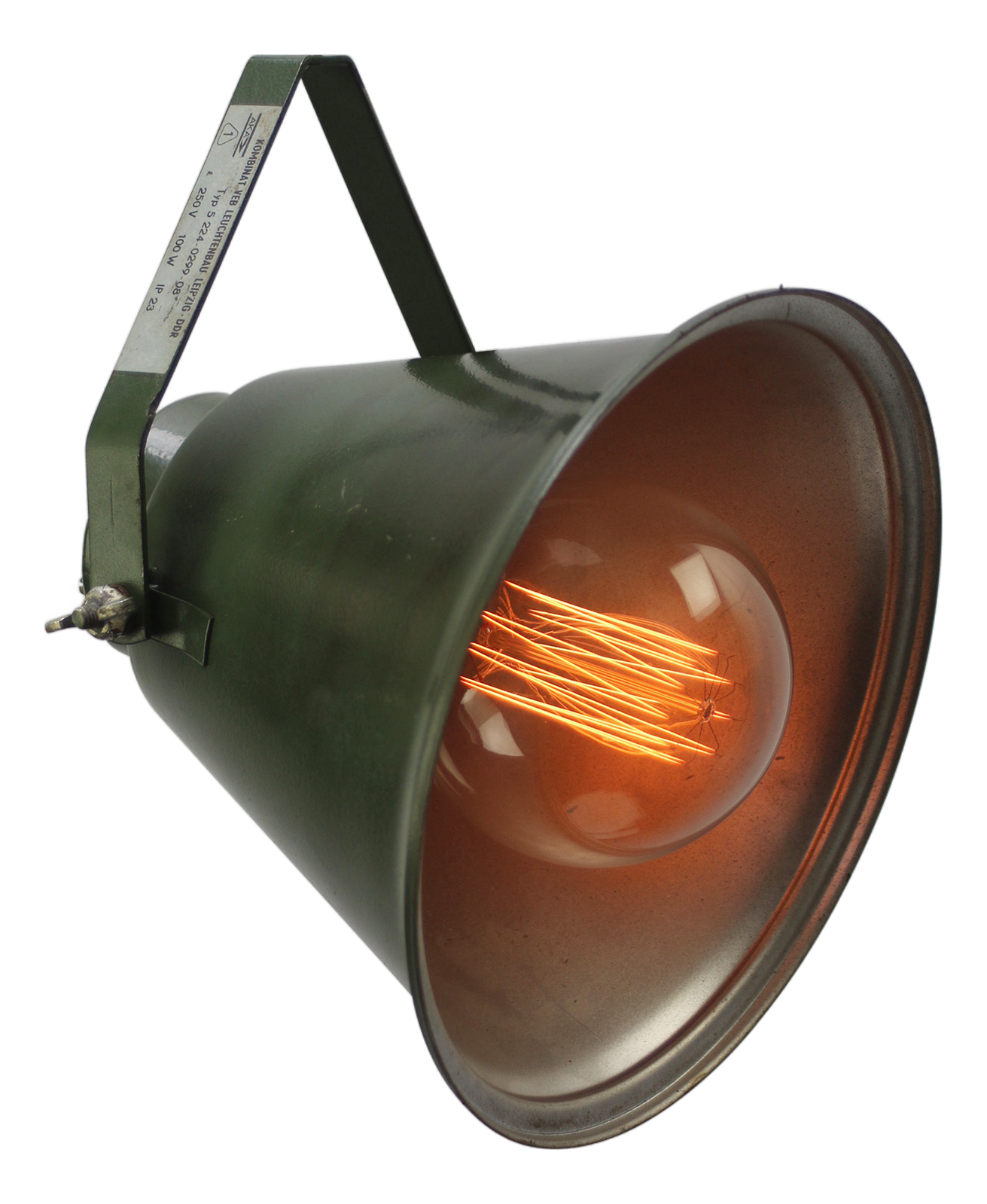 Vintage Industrial German Green Metal Pendant Light, 1950s