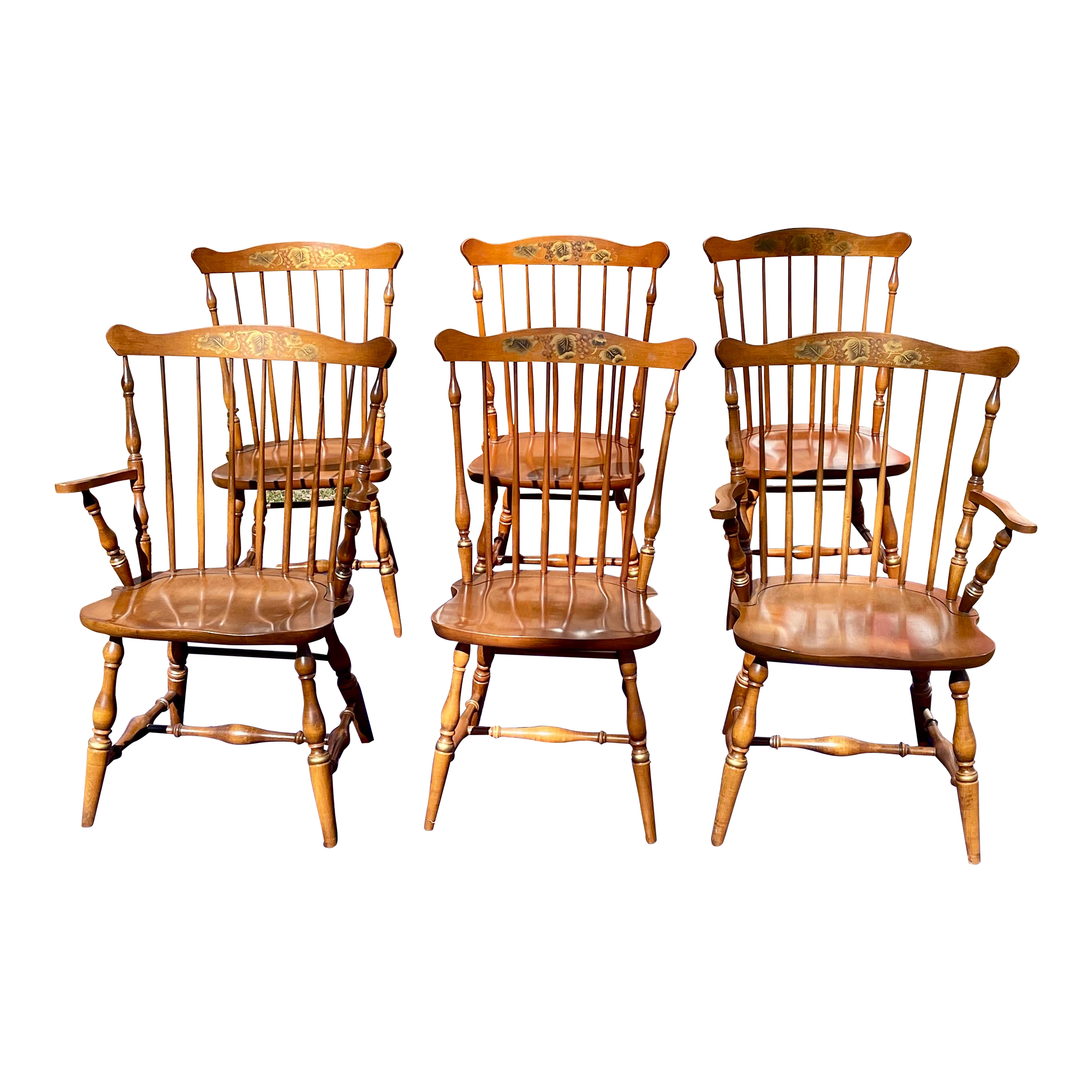 Late 20th Century L. Hitchcock Fan Back Windsor Dining Chairs Set