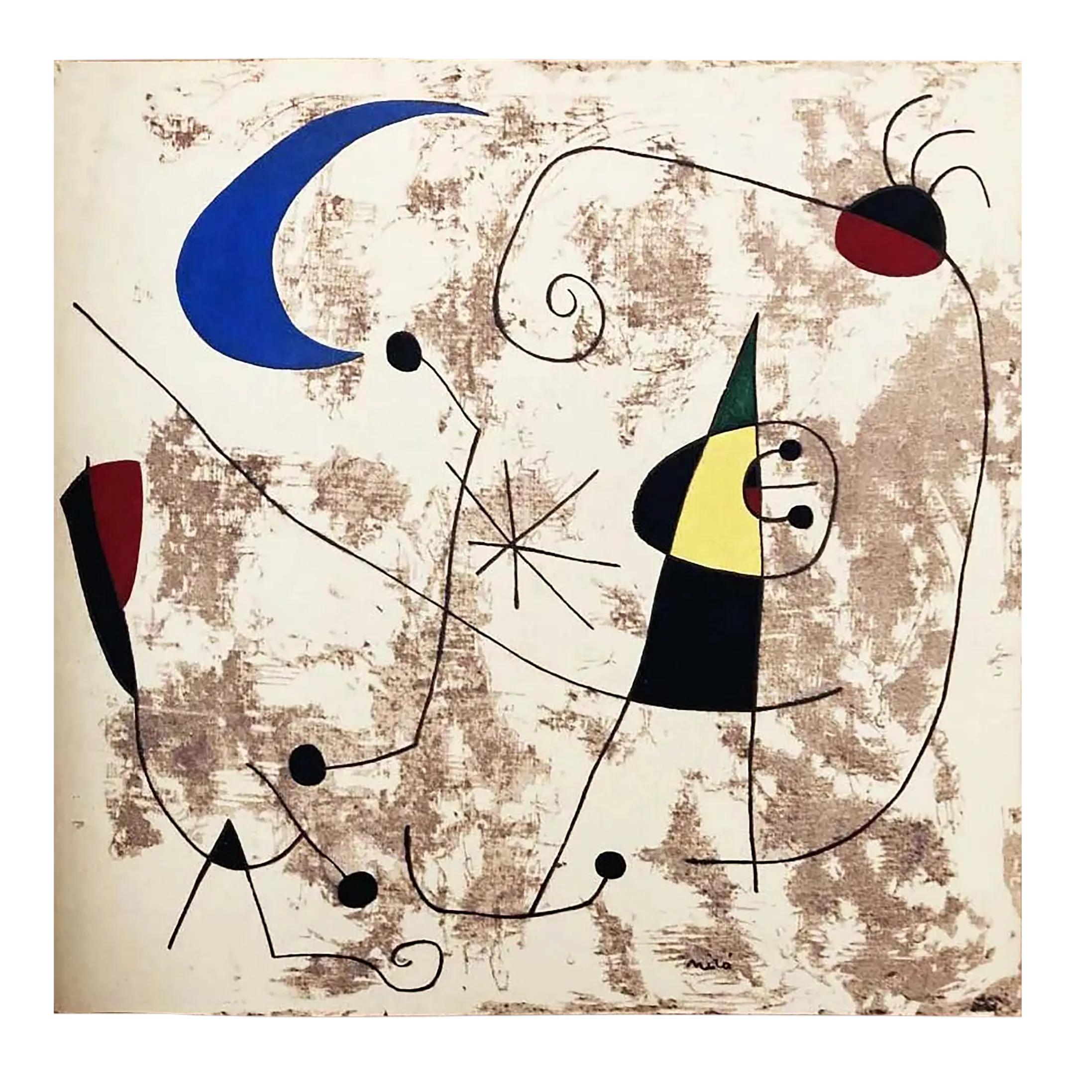 Joan Miro Pochoir Personage XXe Siele 1957