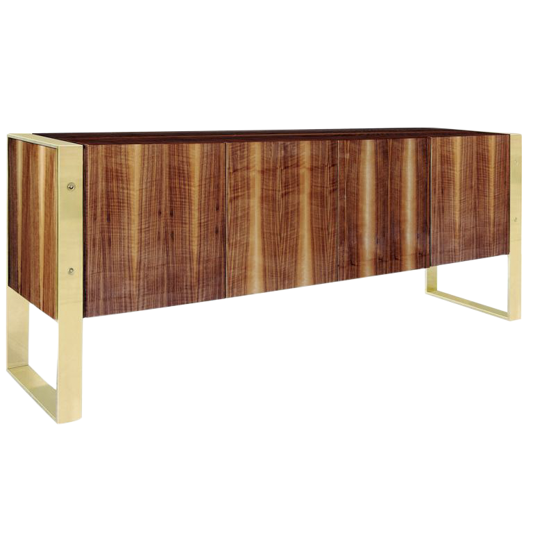 Modern Walnut & Brass Media Chairish