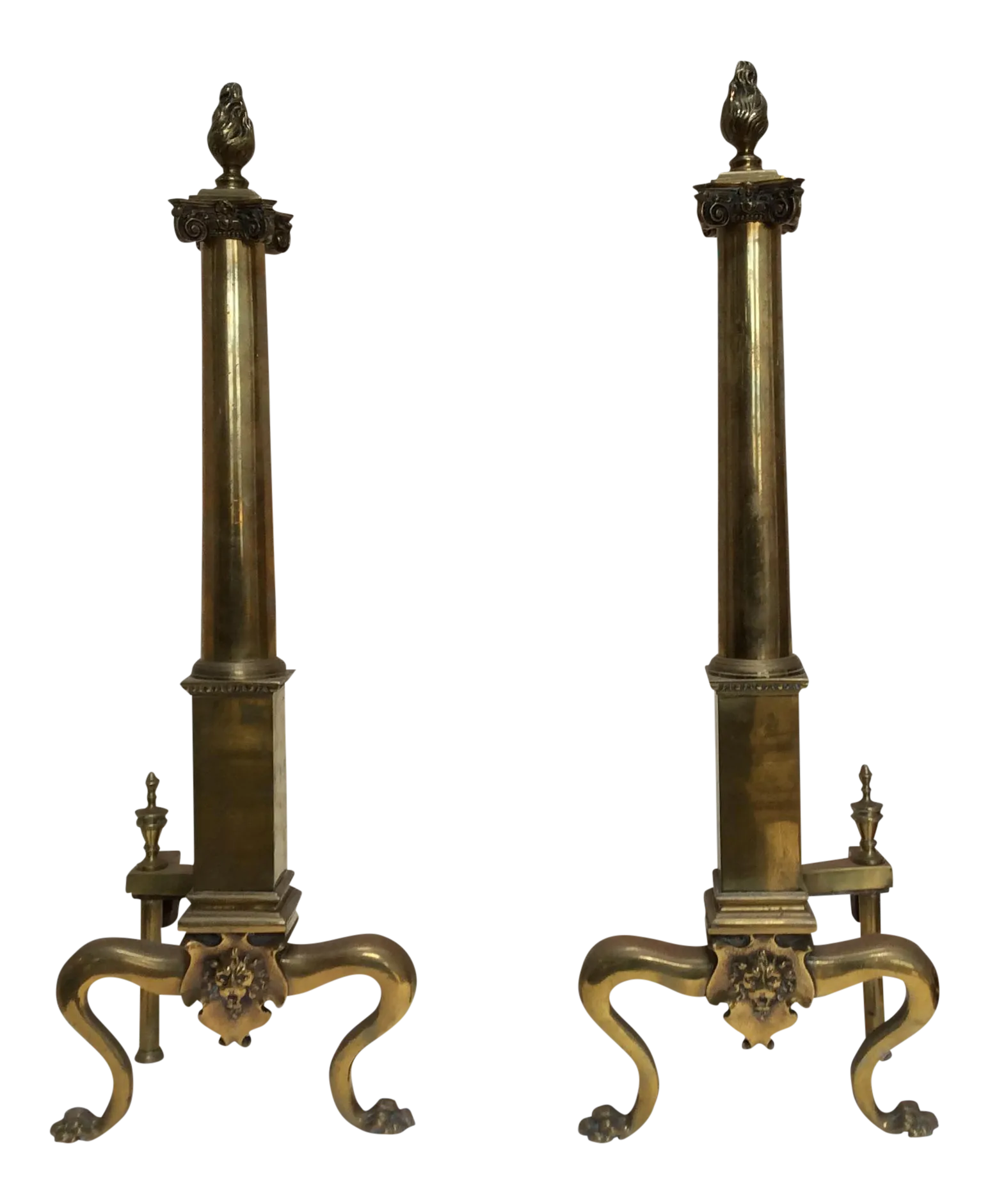Antique English Fireplace Andirons A Pair Chairish