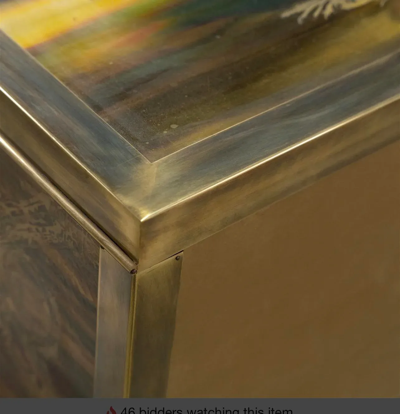 1970s Bernhard Rhône Acid Etched Brass Credenza for Mastercraft