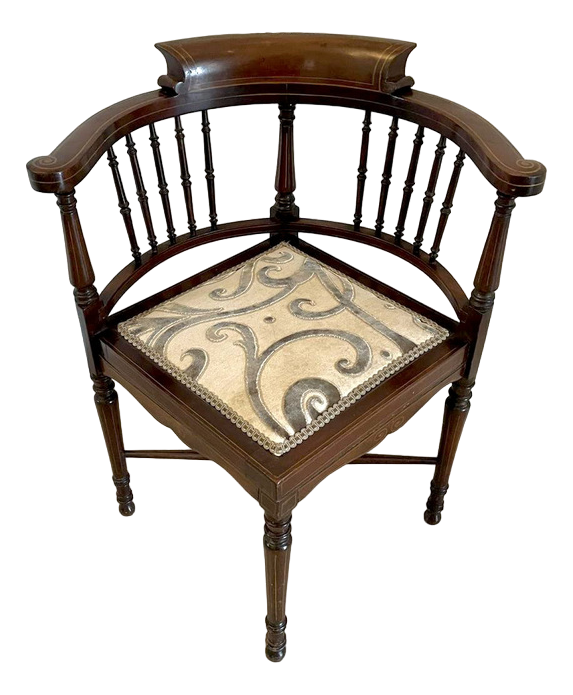 Antique Quality Edwardian Mahogany Inlaid Corner Chair, 1901