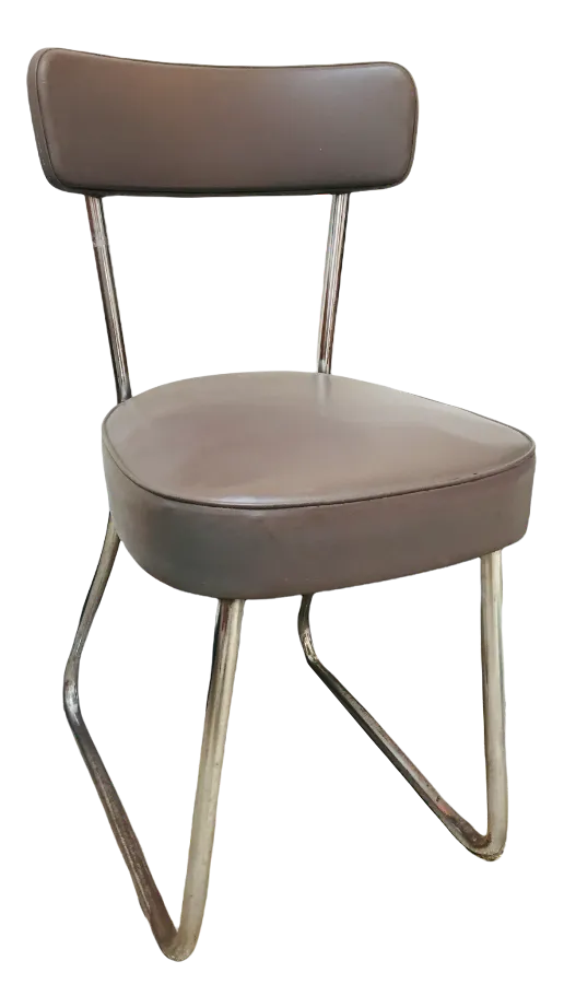 Set of Mid-Century Leatherette & Tubular Steel Chairs