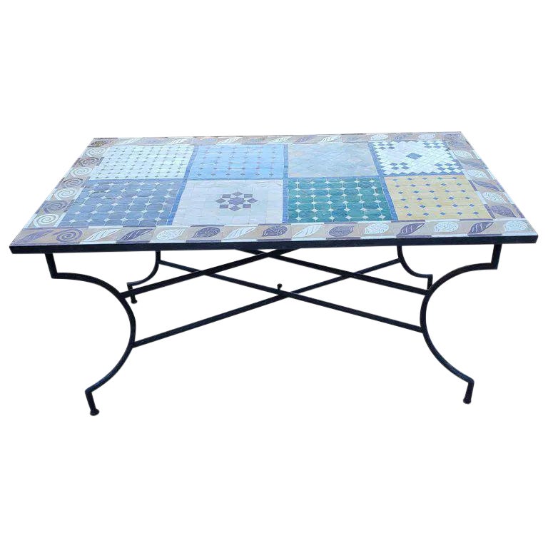 Moroccan Rectangular Mosaic Dining Table | Chairish