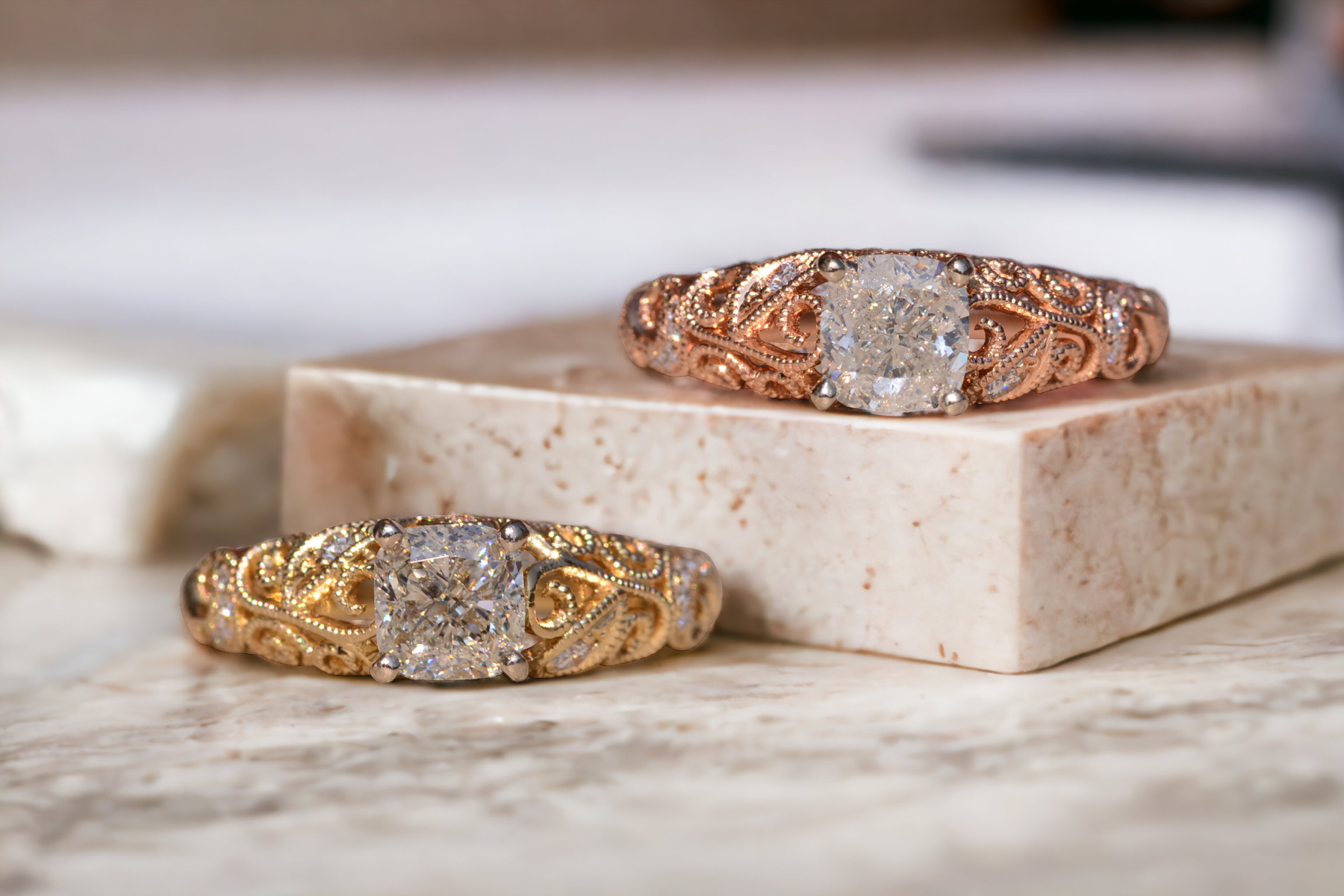 The Big Reed Path: Rose Gold Engagement Ring with Natural Diamond