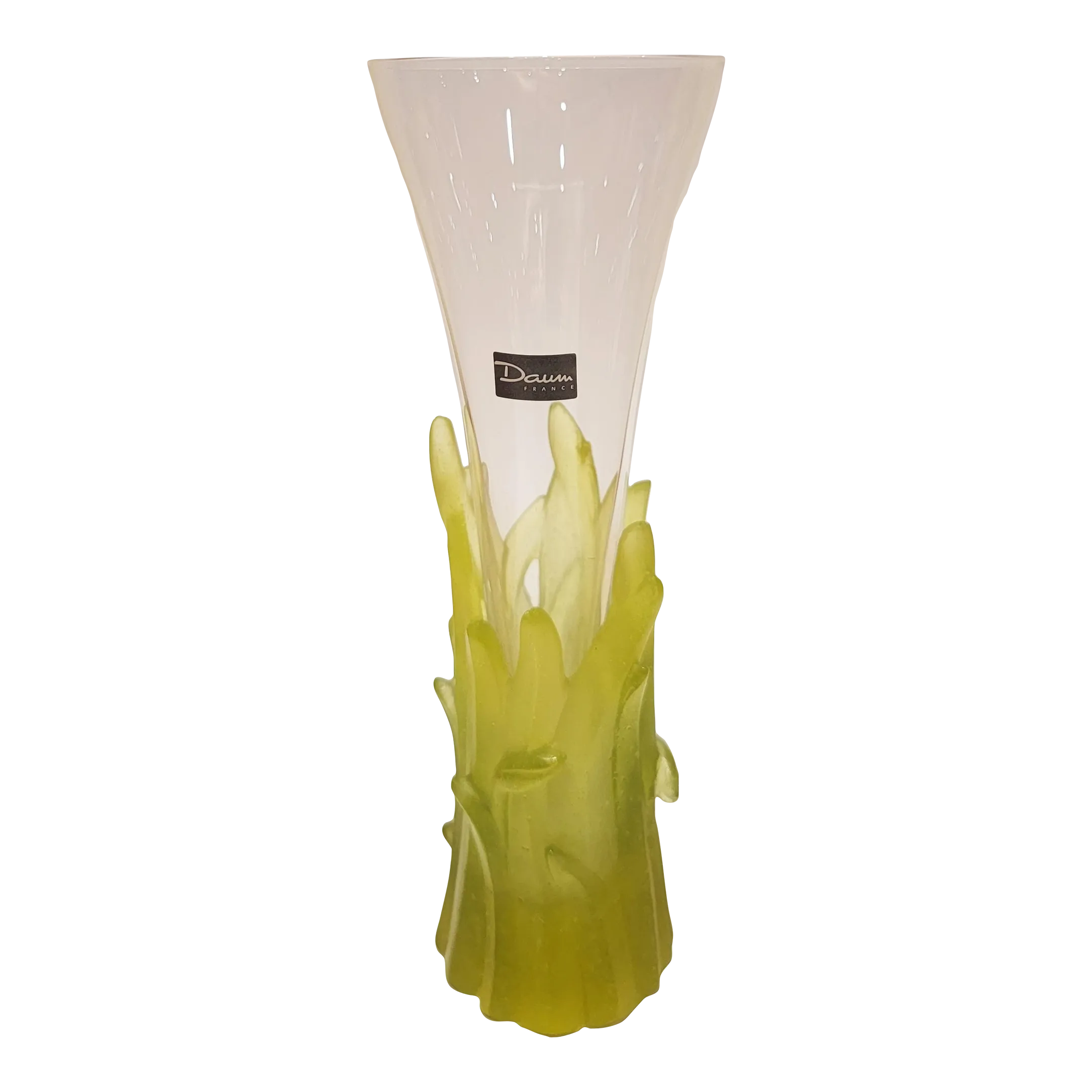 Late 20th Century Daum Crystal Vase With Green Decorations Chairish