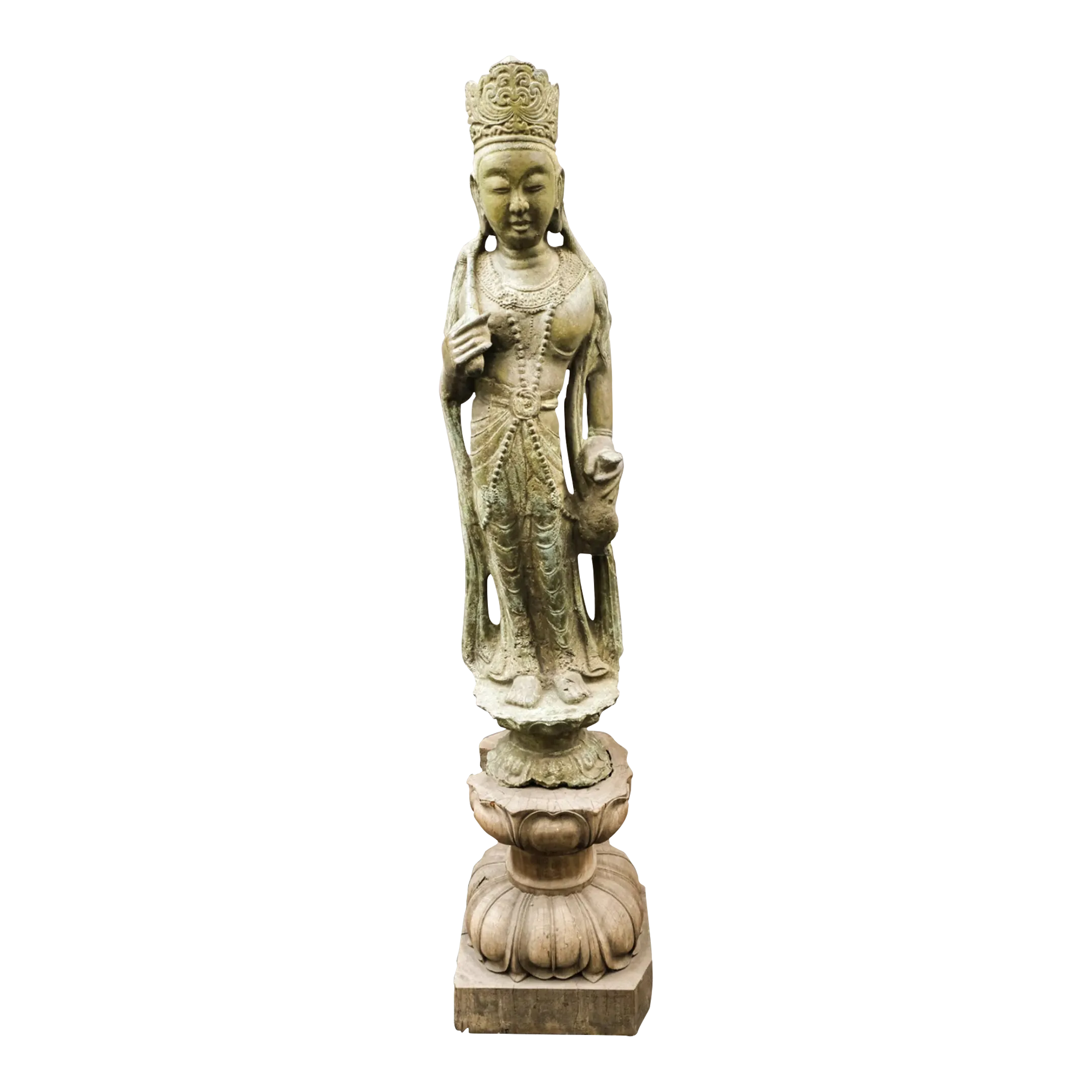 Late 18th Century Cast Bronze Statue of Guanyin Chairish