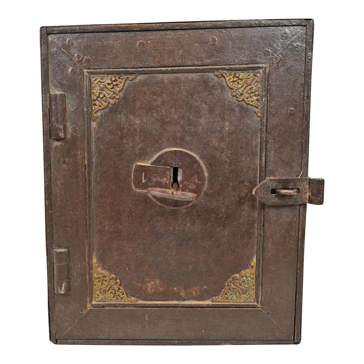 Antique India Iron Safe Box | Chairish