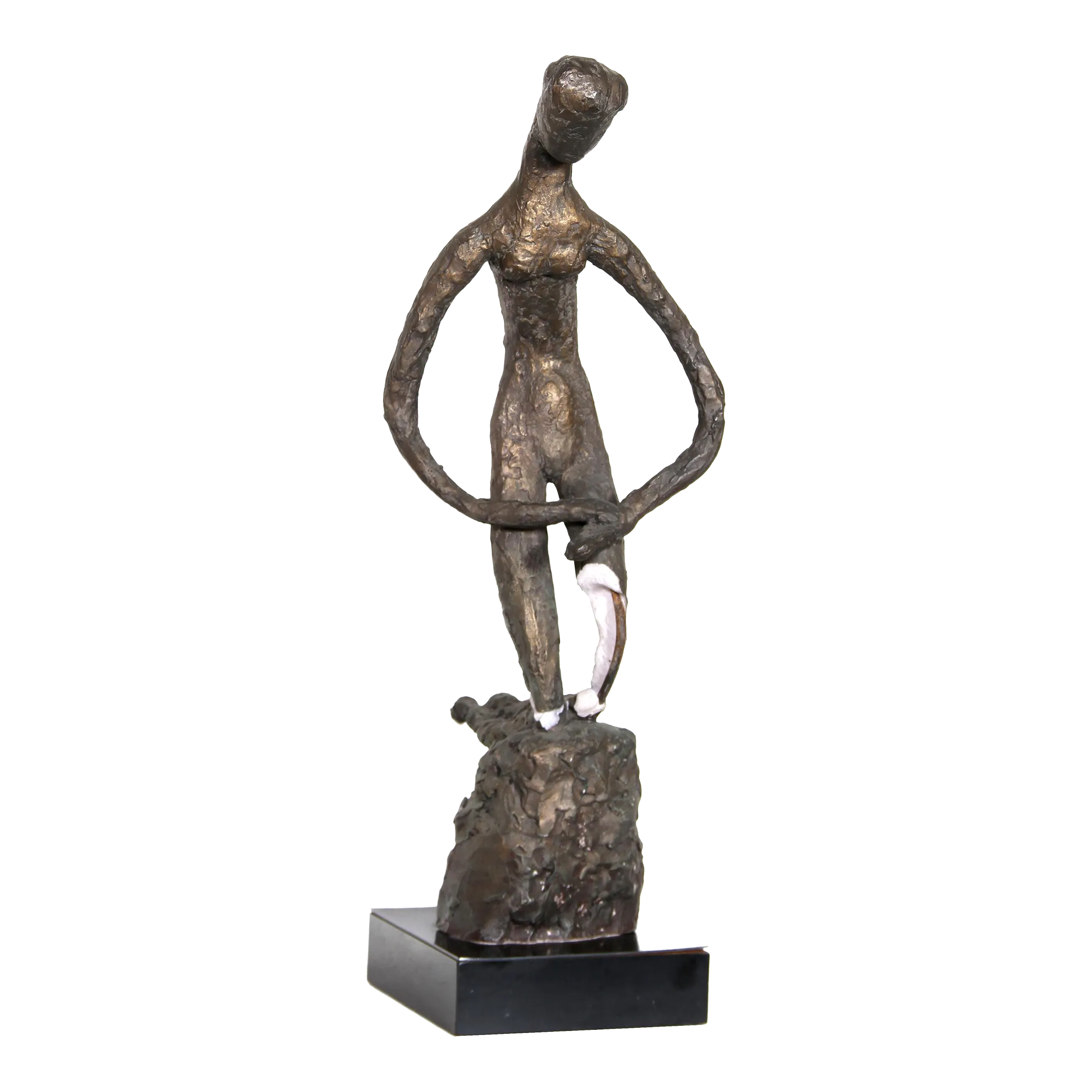 Kneeling Woman Ceramic Sculpture with Bronze Overlay, Ruth Gutman