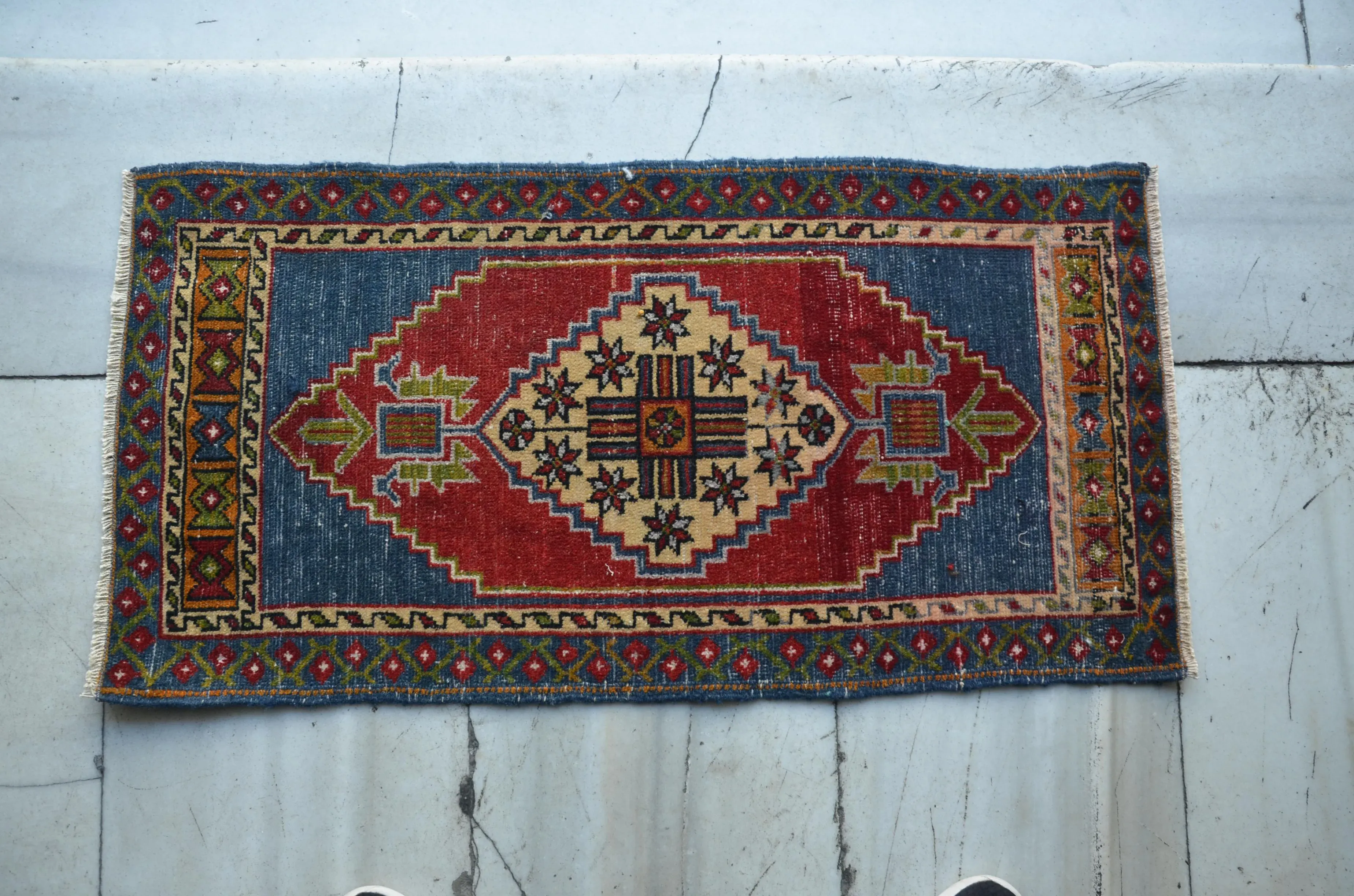 1960s Vintage Door Mat Turkish Rug- 1′8″ × 3′4″ | Chairish
