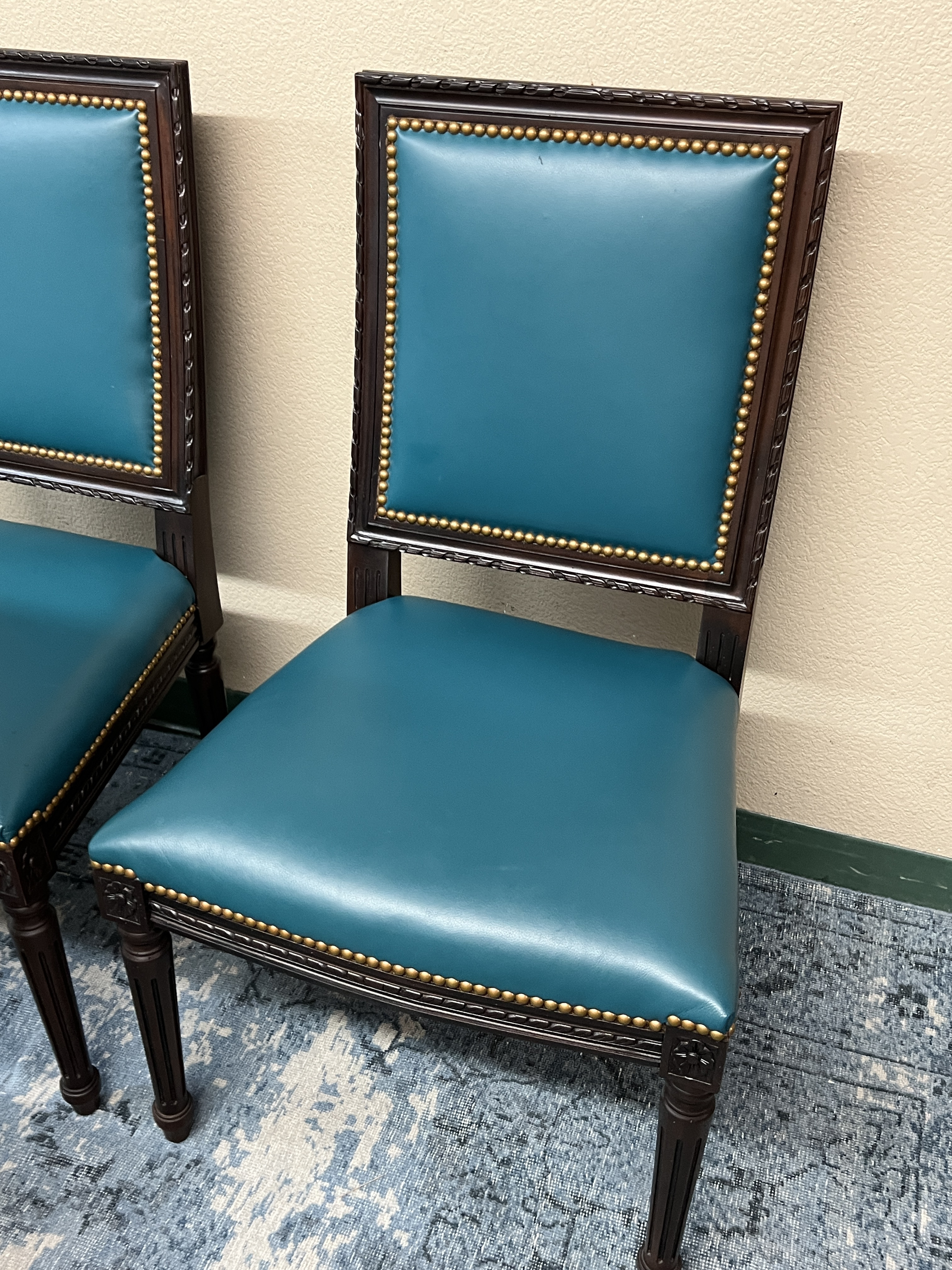 Horchow Massoud Ingram Leather Dining Chairs Set of Four Chairish
