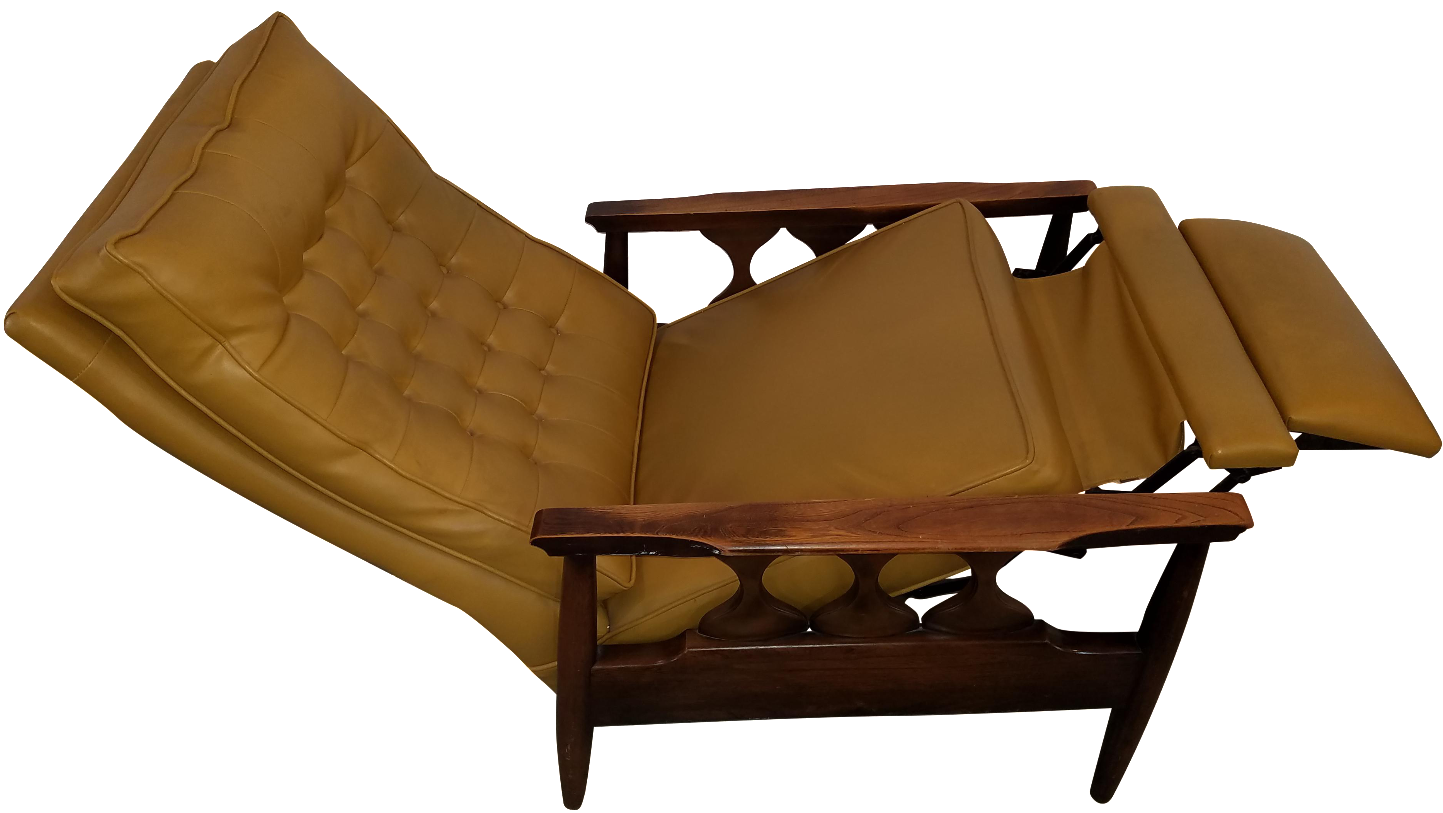 MidCentury Modern Sculpted Walnut Recliner Chairish