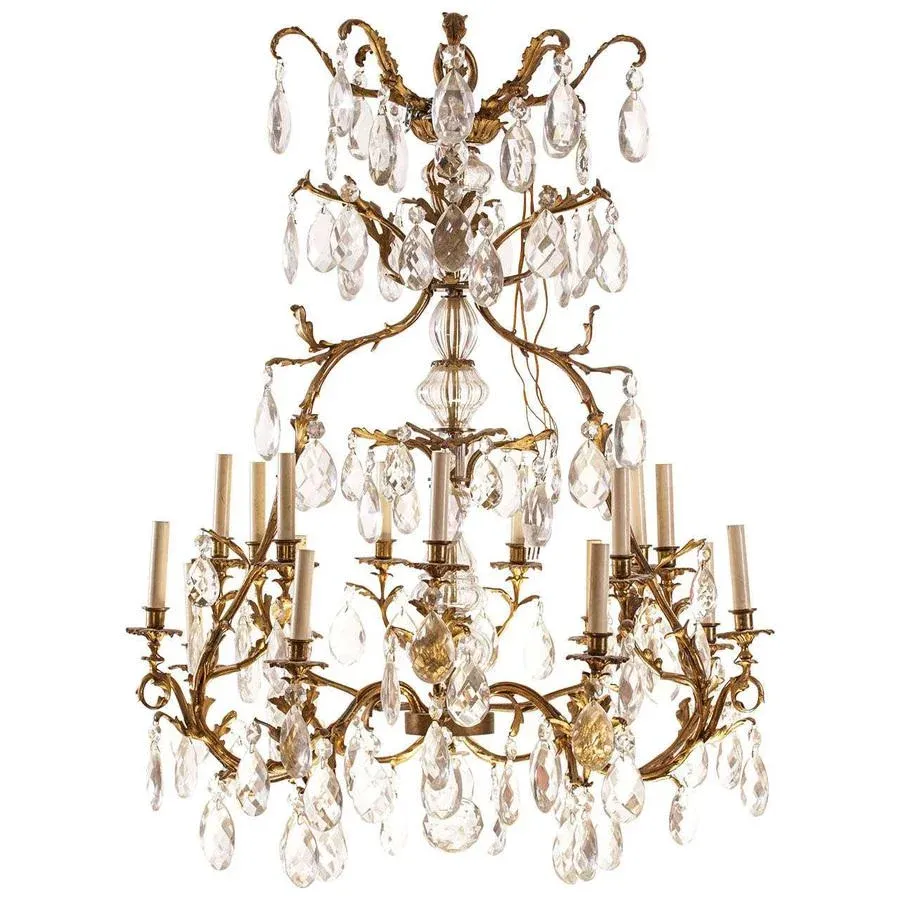 French Gilt Bronze and Cut-Glass 14-Light Chandelier, 19th Century