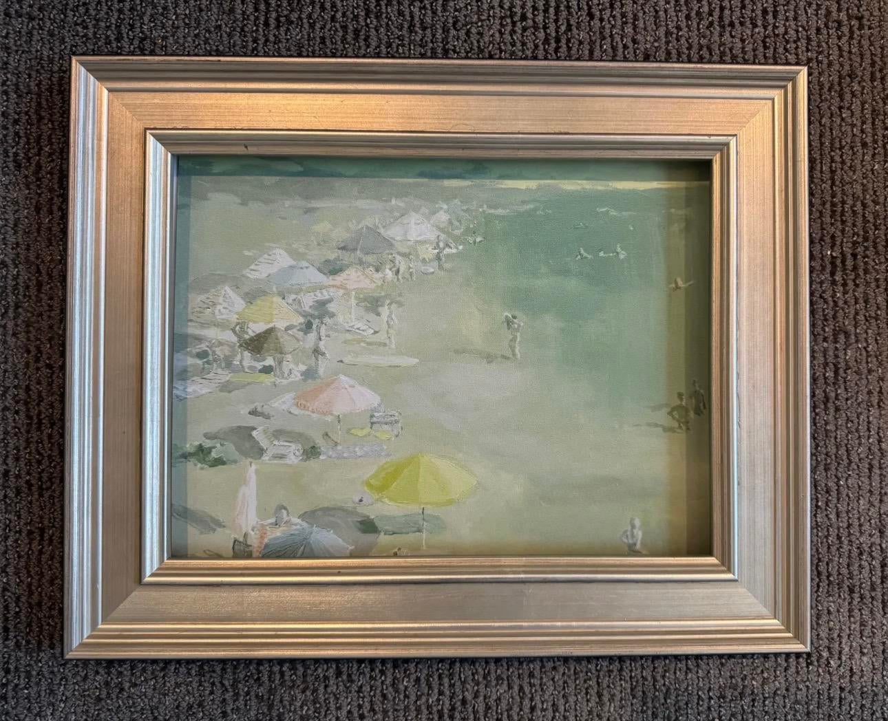 2024 Vintage Seaside Beach Scene Giclee in Solid Wood Plein Air Frame