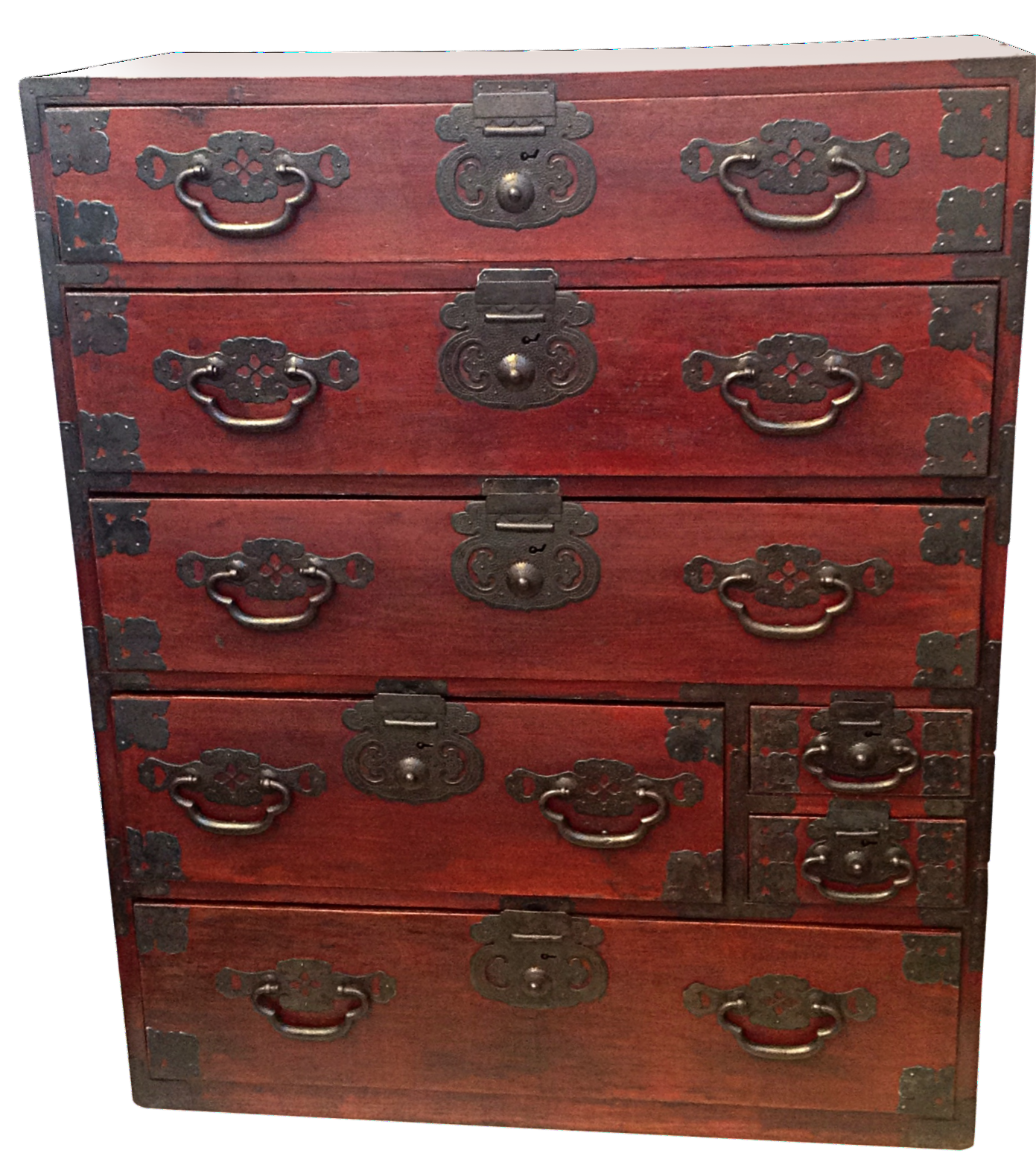 19th Century Red Lacquered Tansu Chest Chairish