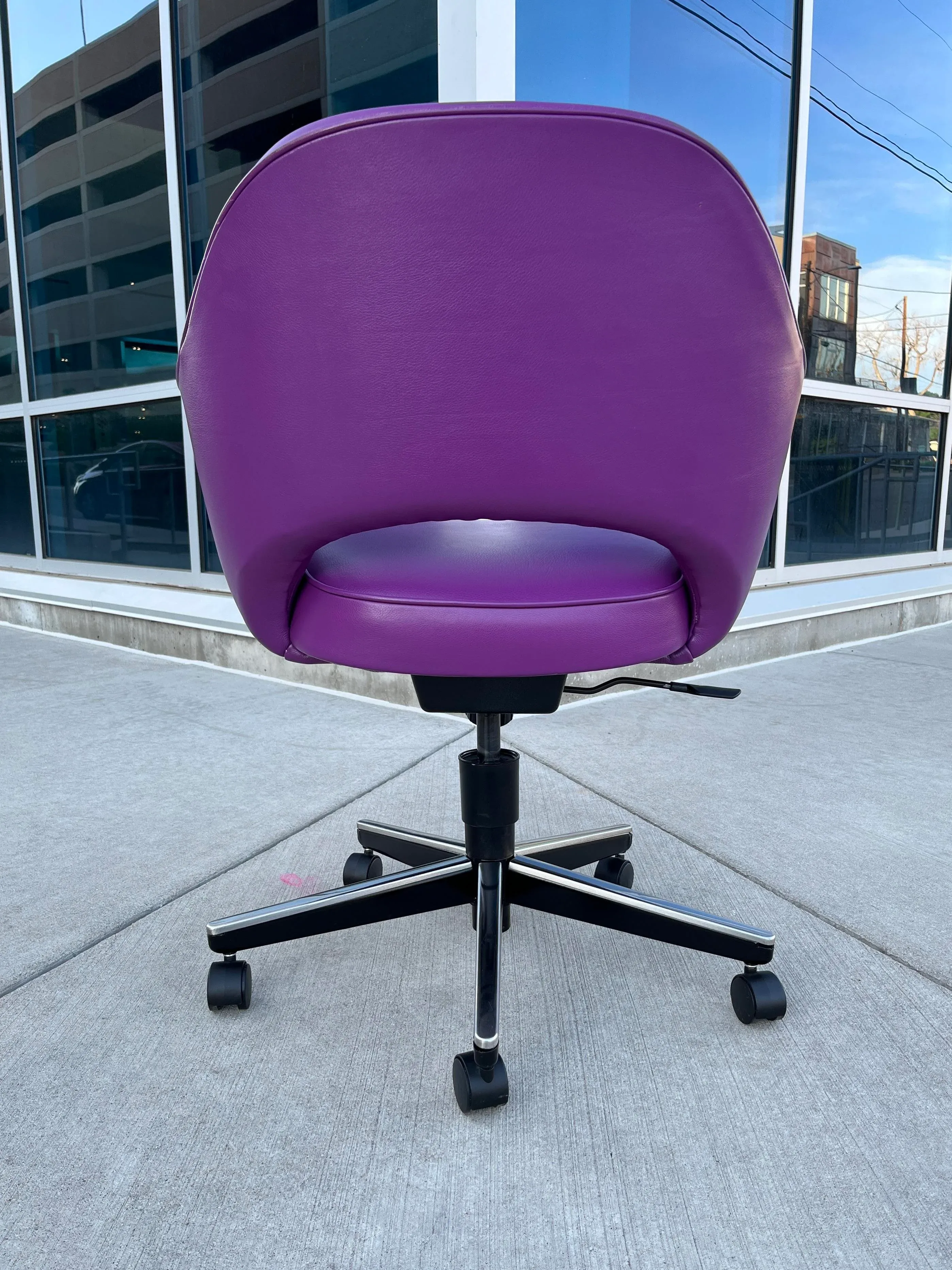 Eero Saarinen Desk Chair in Purple Aqua Leather Chairish