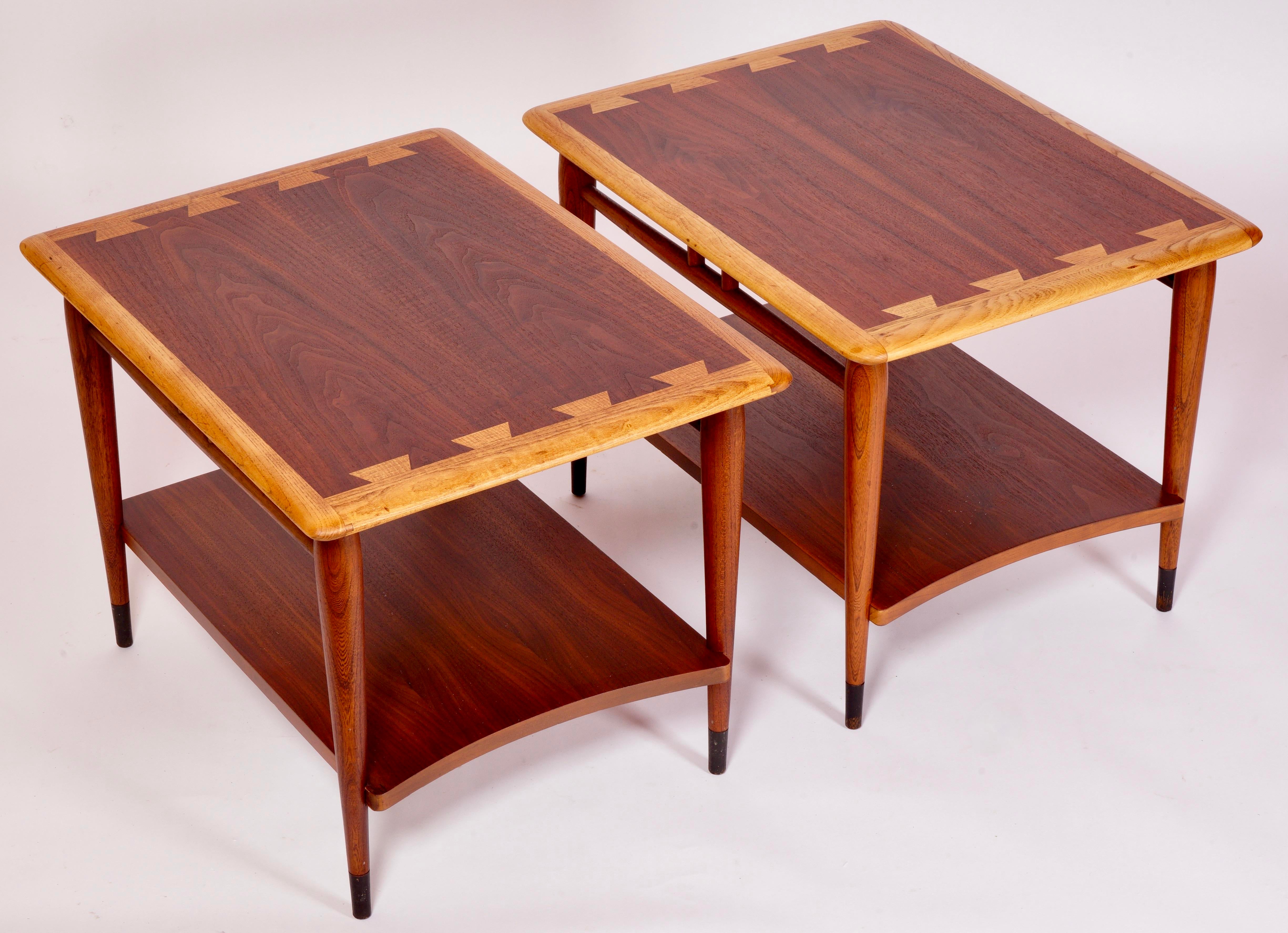 1960s Pair Mid Century Modern Lane Acclaim Dovetail End Tables