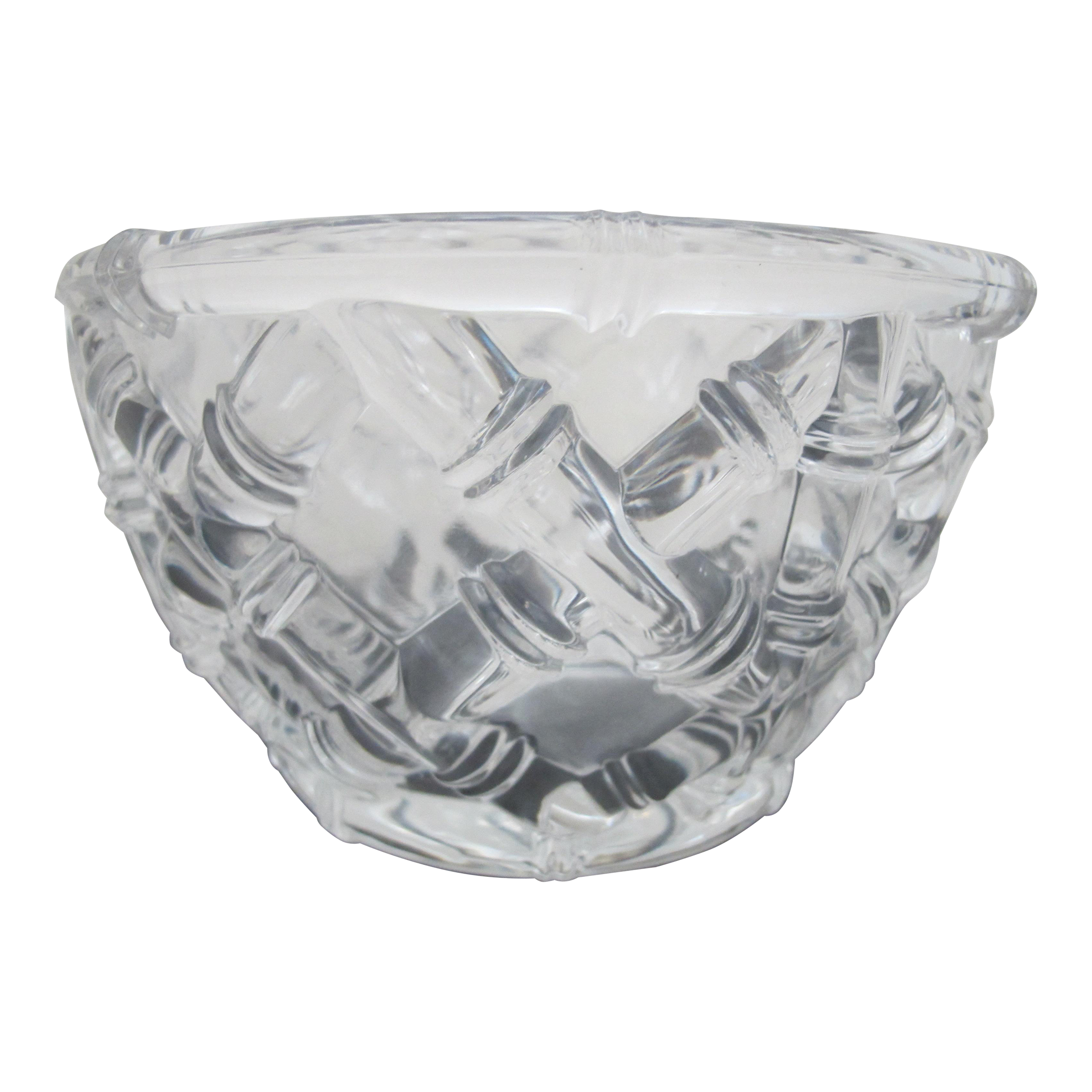 Tiffany & Co. Crystal Glass Cross Bamboo Lattice Basket 6 1