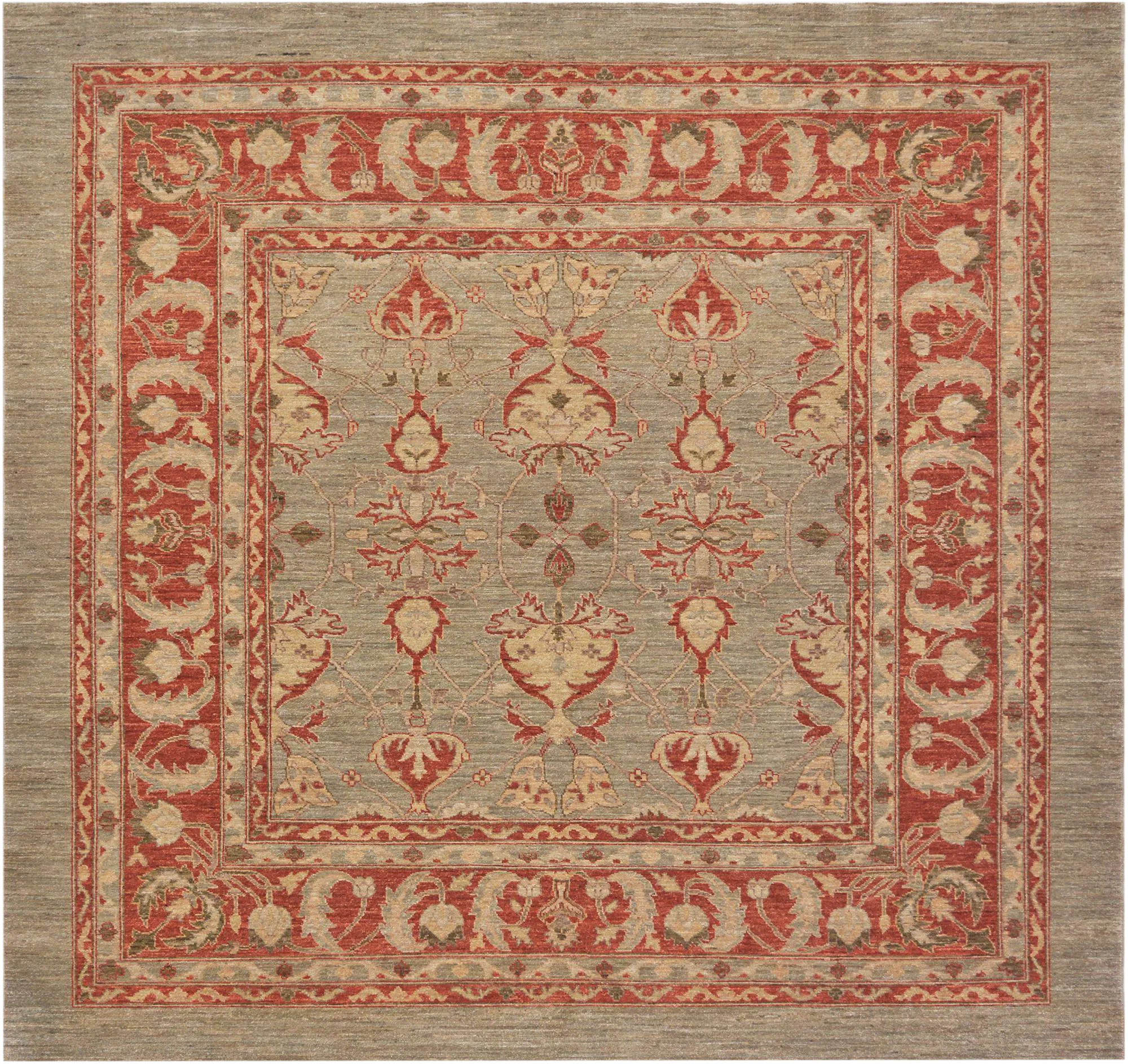 Mansour Superb Quality Handmade Square Agra Rug - 6′8″ × 7′ | Chairish